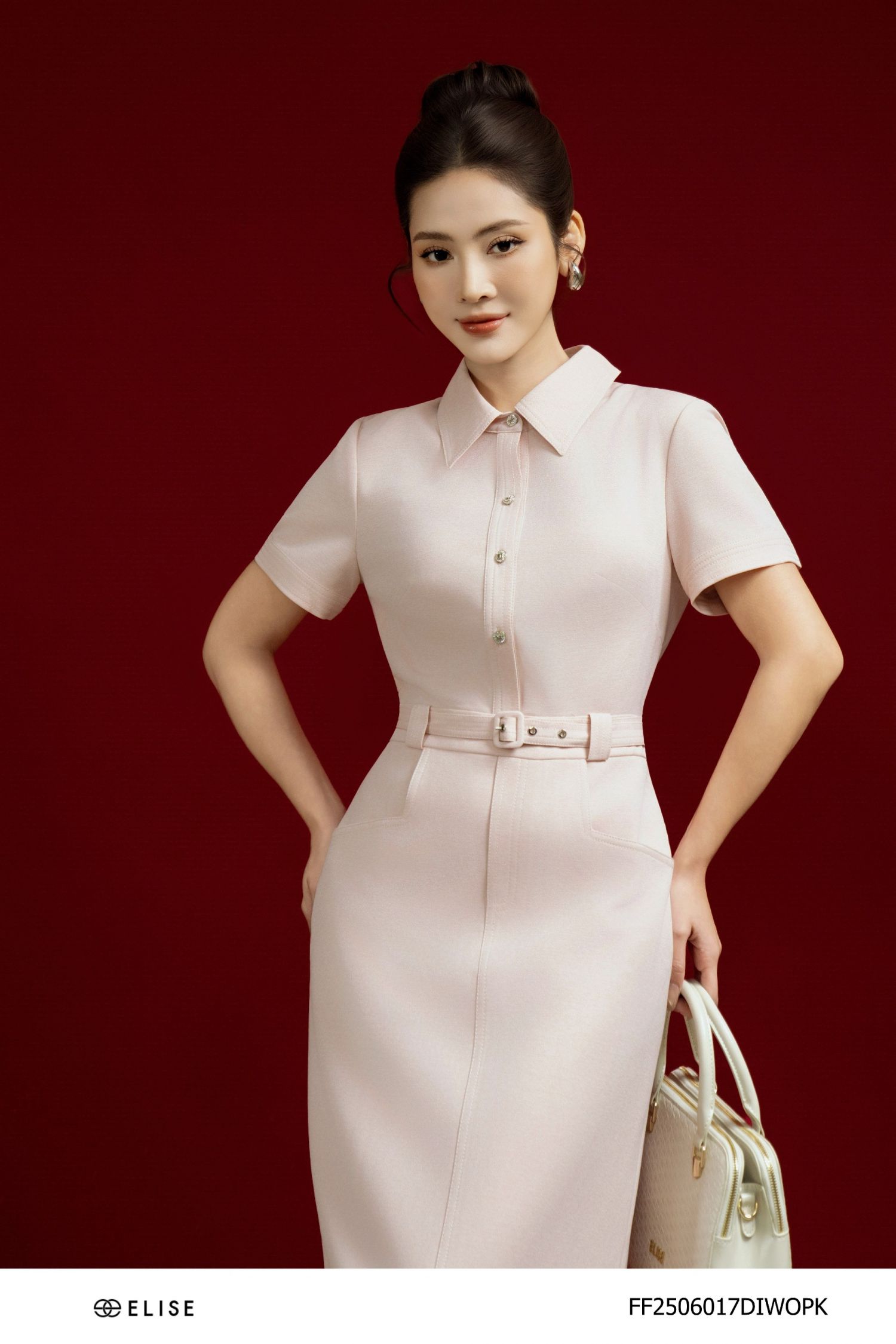 ĐẦM VÂN BE HỒNG TRẦN CHỈ ĐAI EO