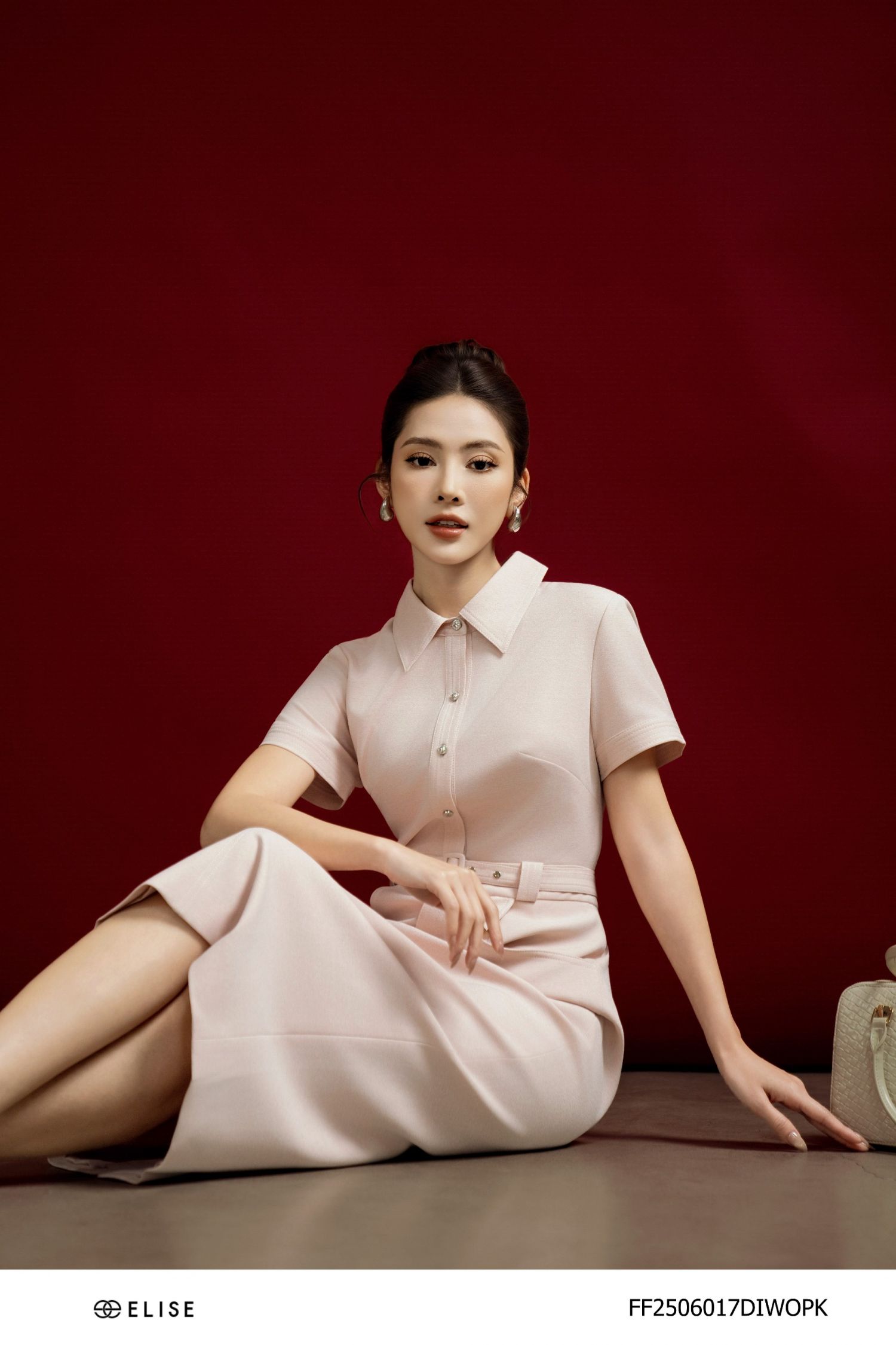 ĐẦM VÂN BE HỒNG TRẦN CHỈ ĐAI EO