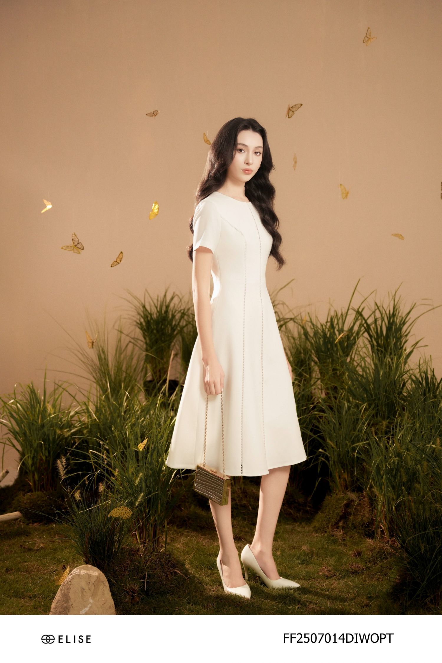 ĐẦM SẠN TRẮNG PHỐI REN HT LƯỚI TRẮNG