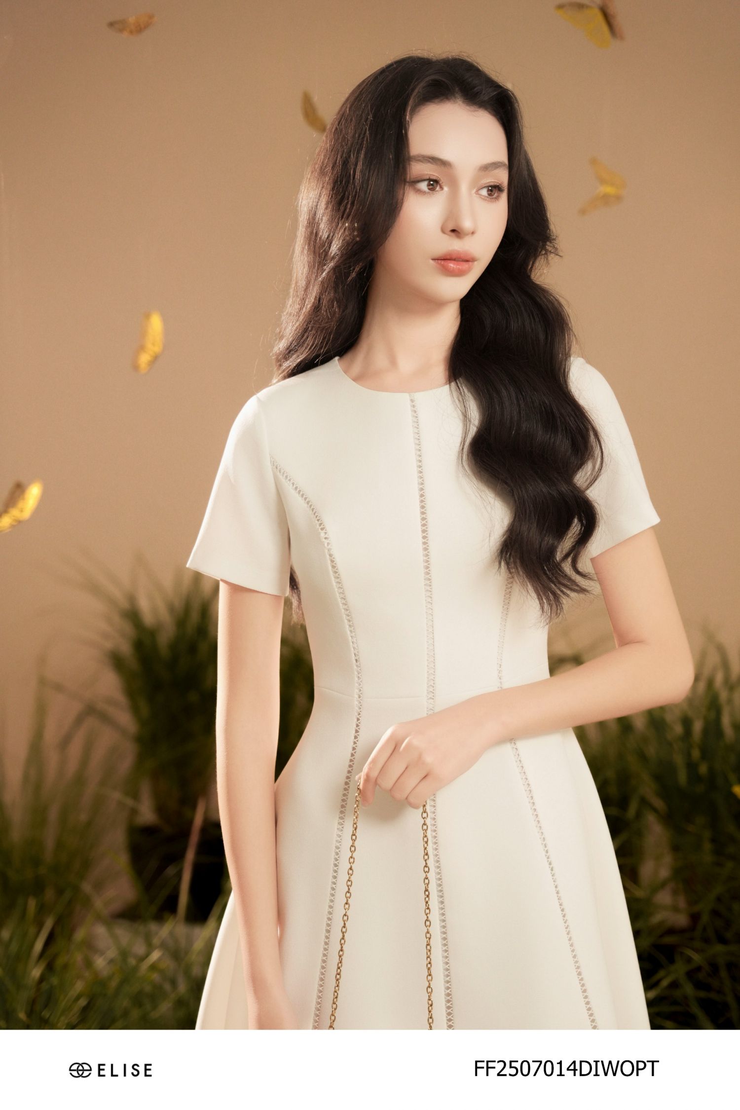 ĐẦM SẠN TRẮNG PHỐI REN HT LƯỚI TRẮNG