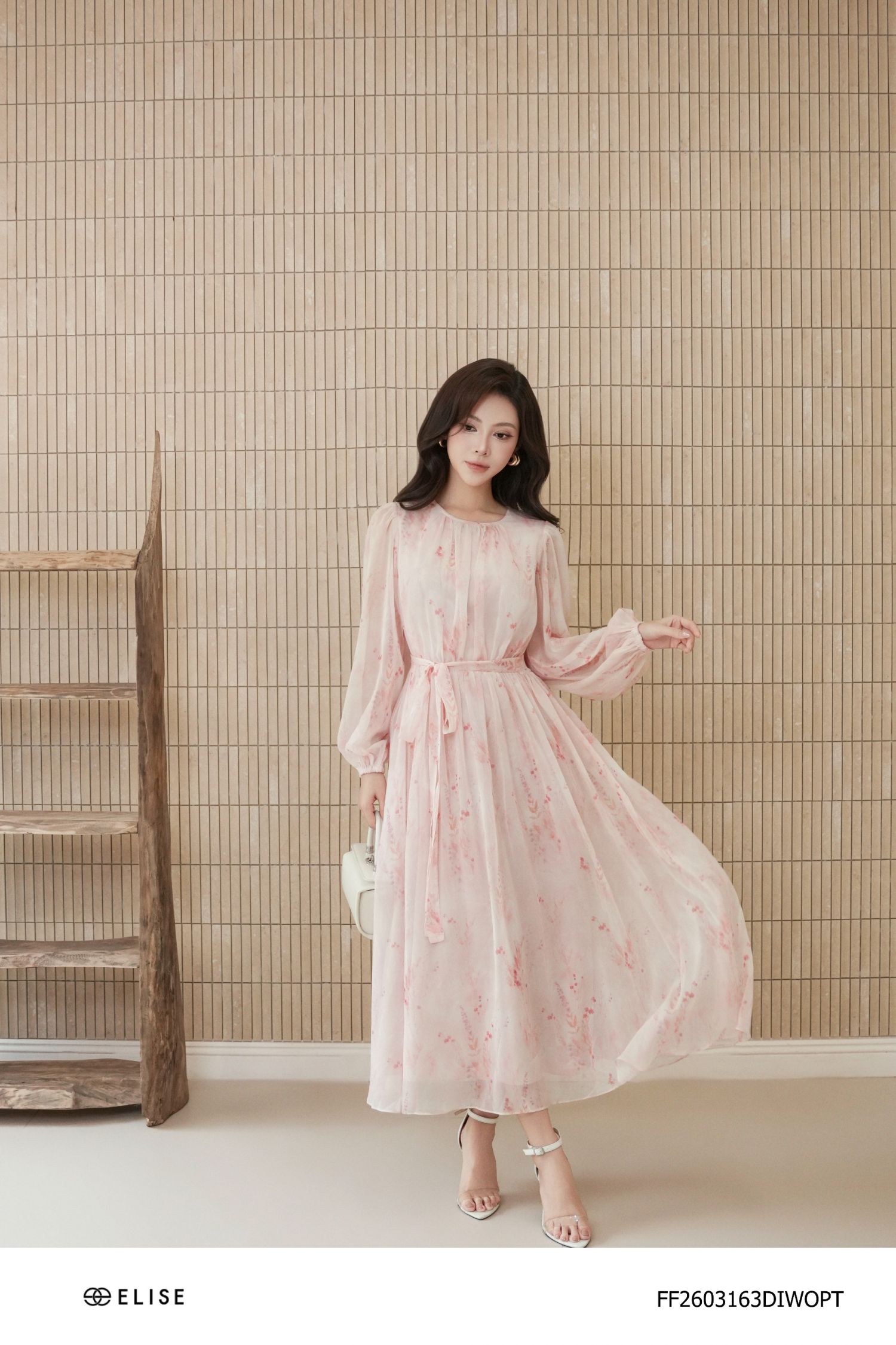 ĐẦM VOAN XƯỚC HOA NHÍ NỀN HỒNG