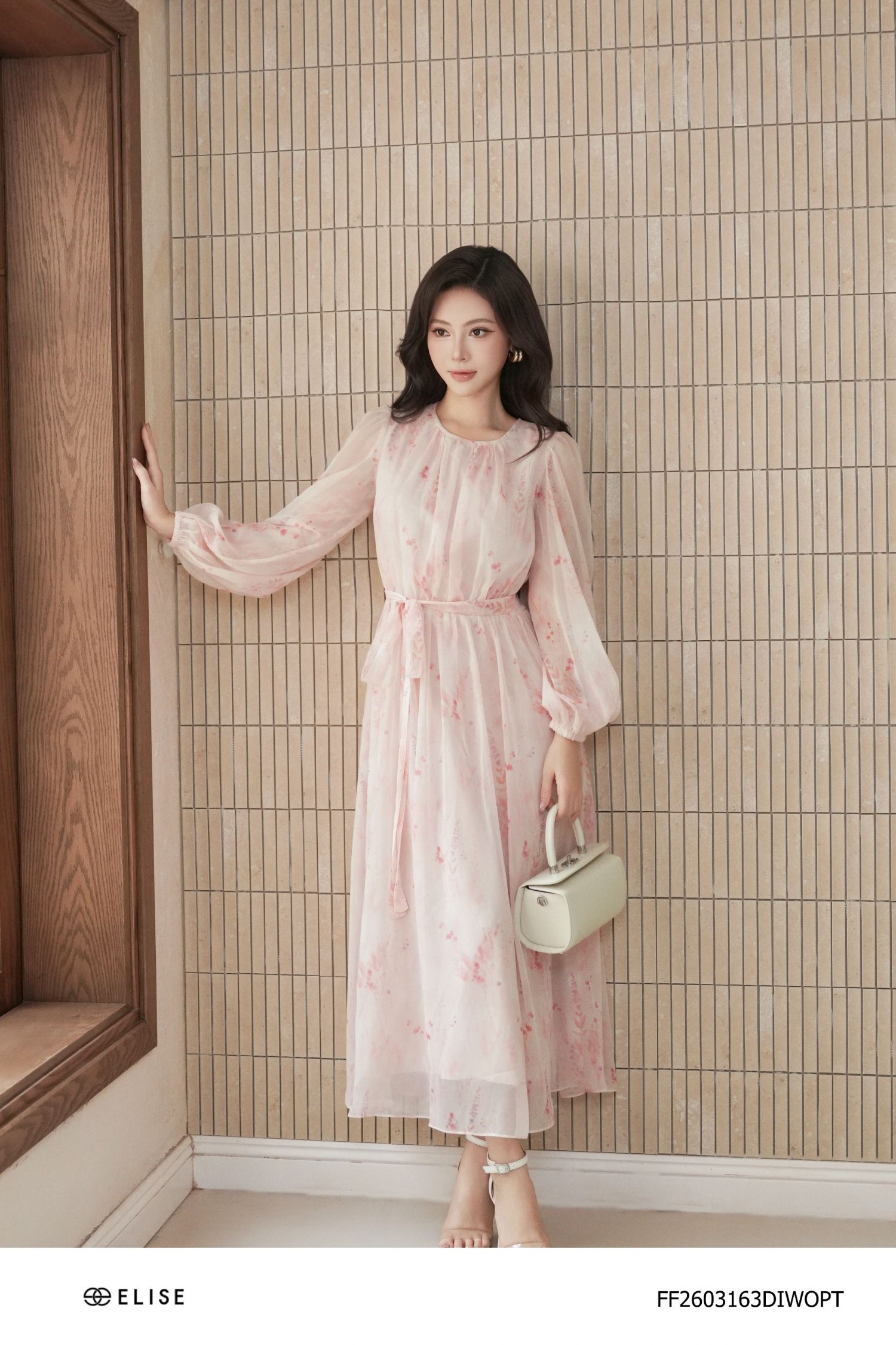 ĐẦM VOAN XƯỚC HOA NHÍ NỀN HỒNG
