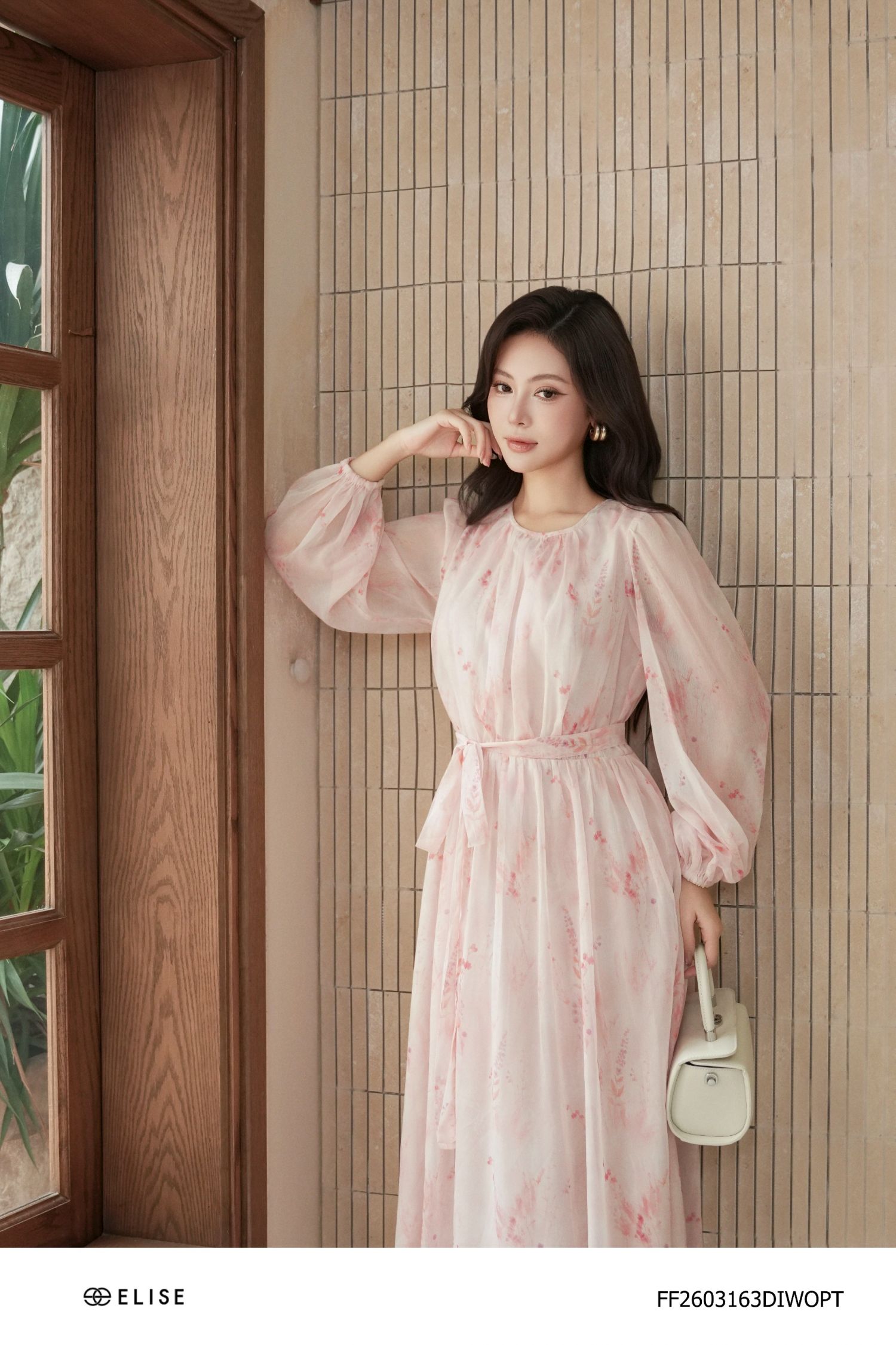 ĐẦM VOAN XƯỚC HOA NHÍ NỀN HỒNG