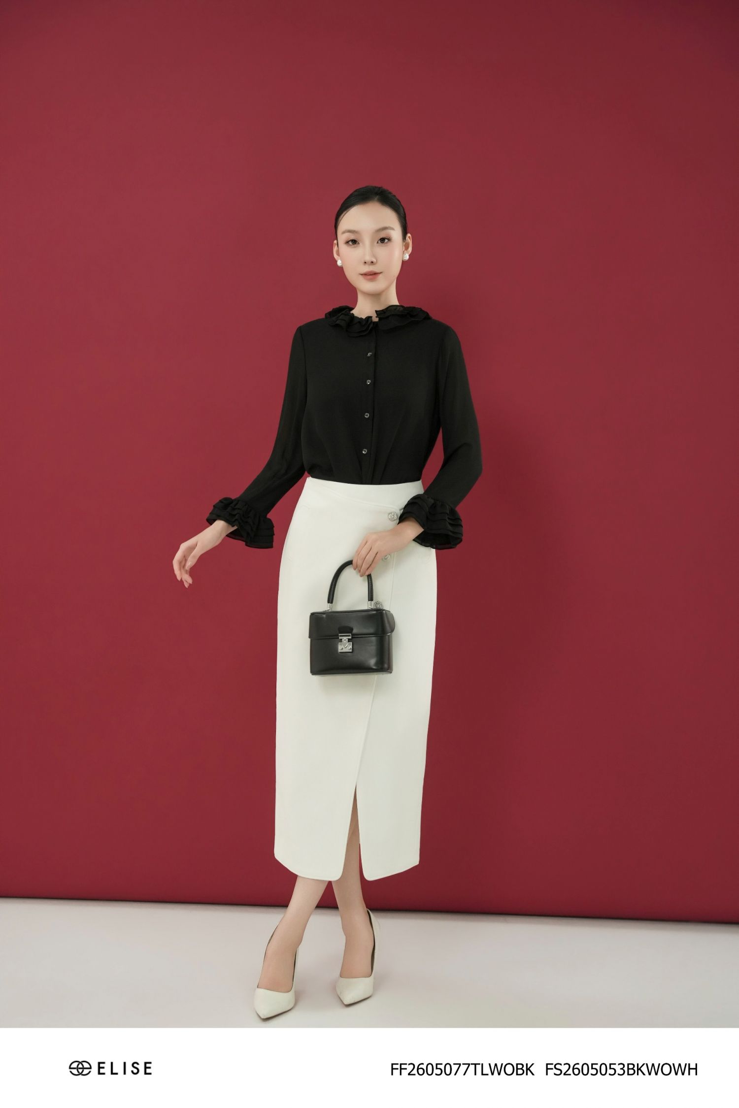 SM ĐEN DÀI TAY XẾP BÈO CỔ