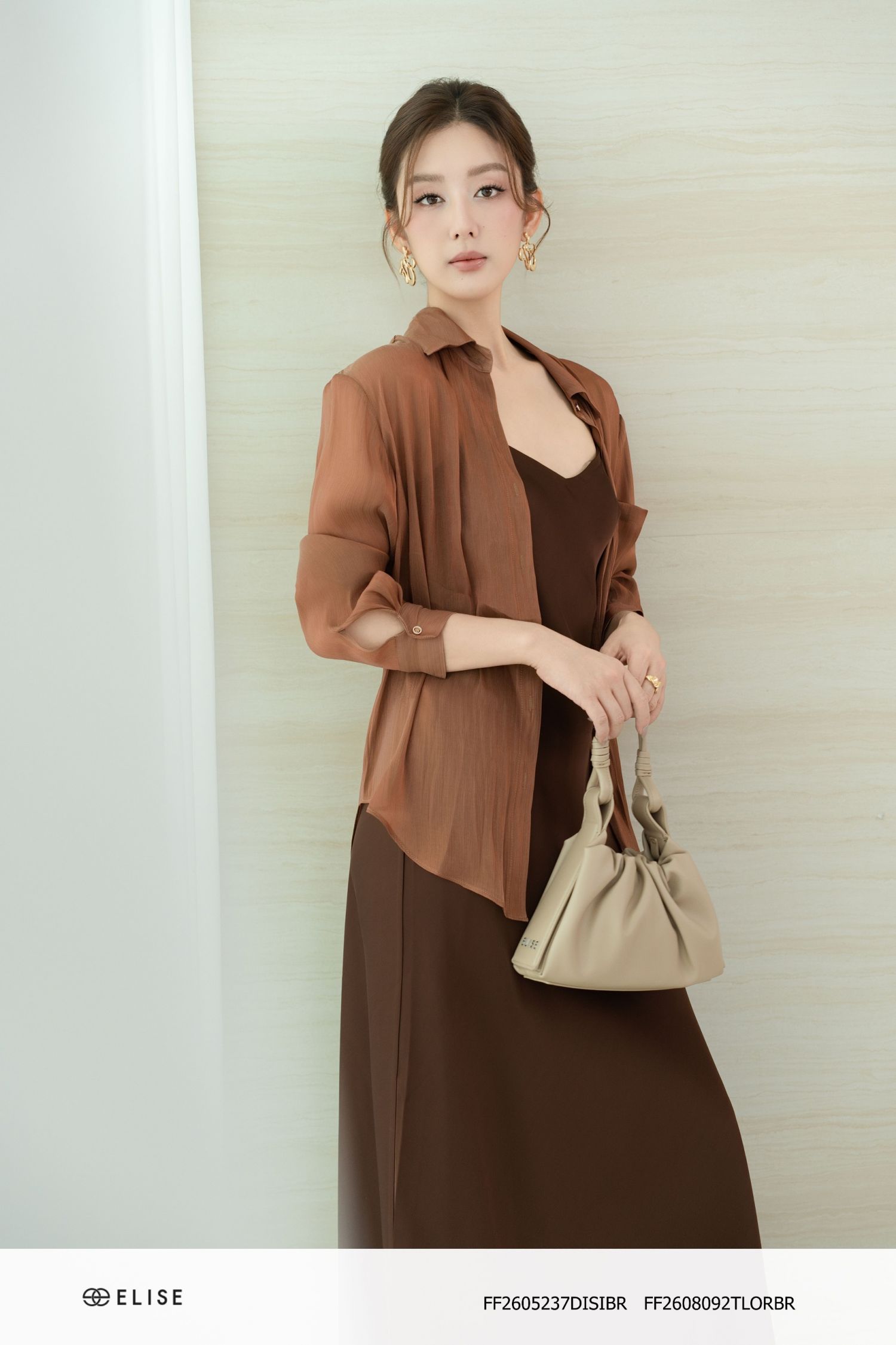 ĐẦM LỤA 2 DÂY NÂU