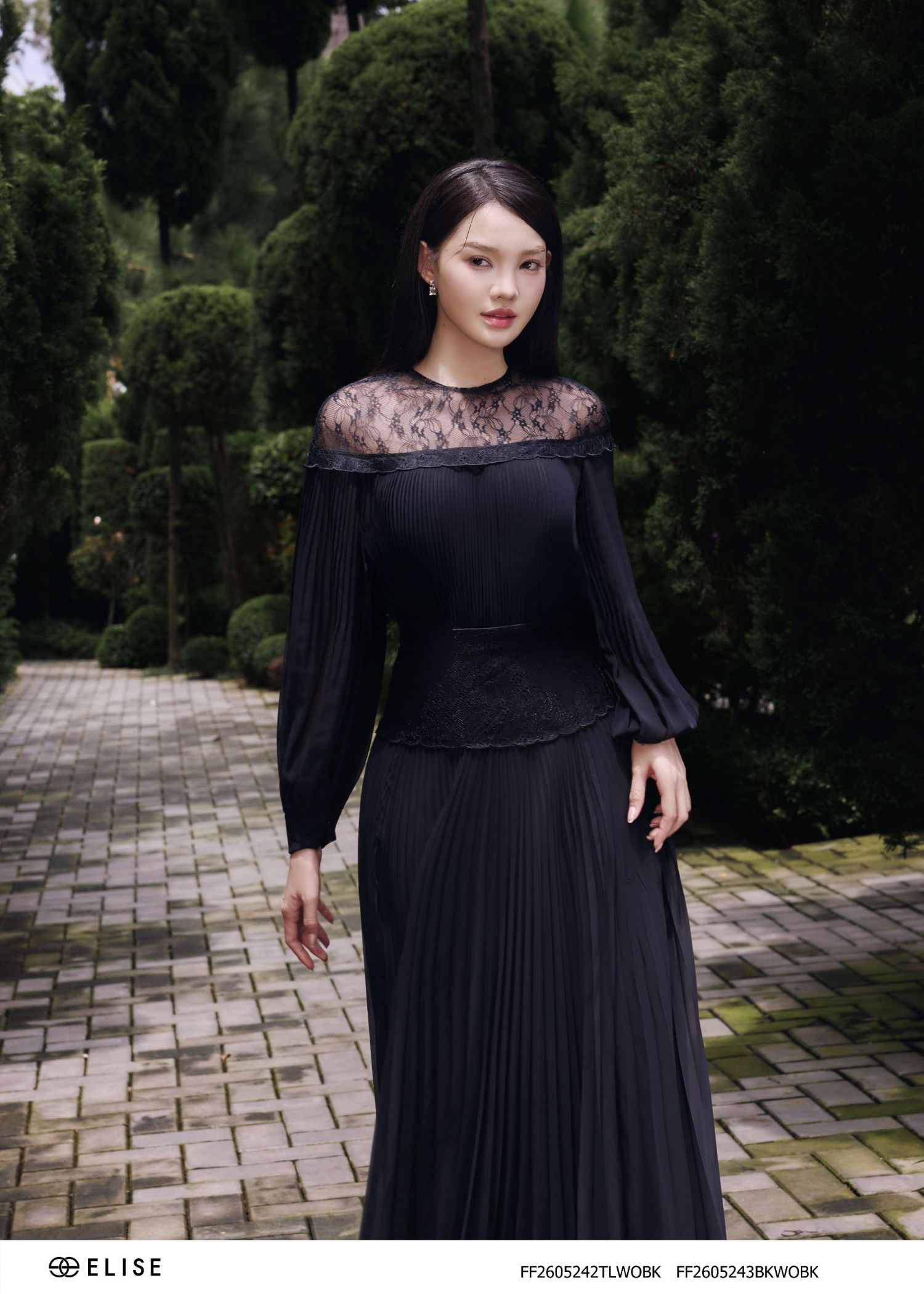 ÁO CHIFFON ĐEN DẬP LY
