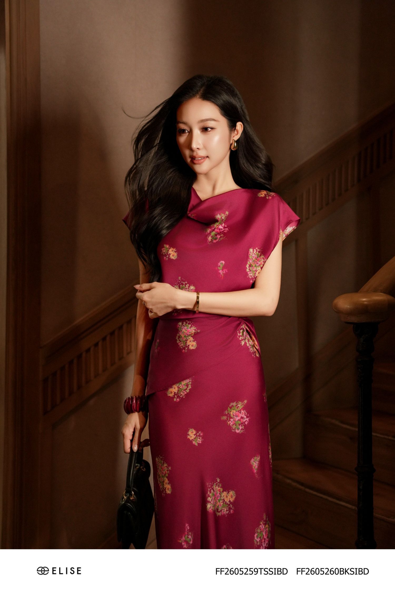 ÁO LỤA ĐỎ RƯỢU HT HOA NHÍ