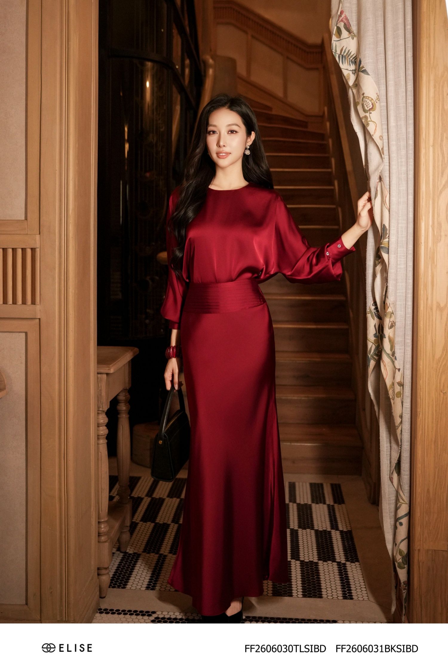 CV LỤA ĐỎ BOCDO XẾP NHÚN CẠP