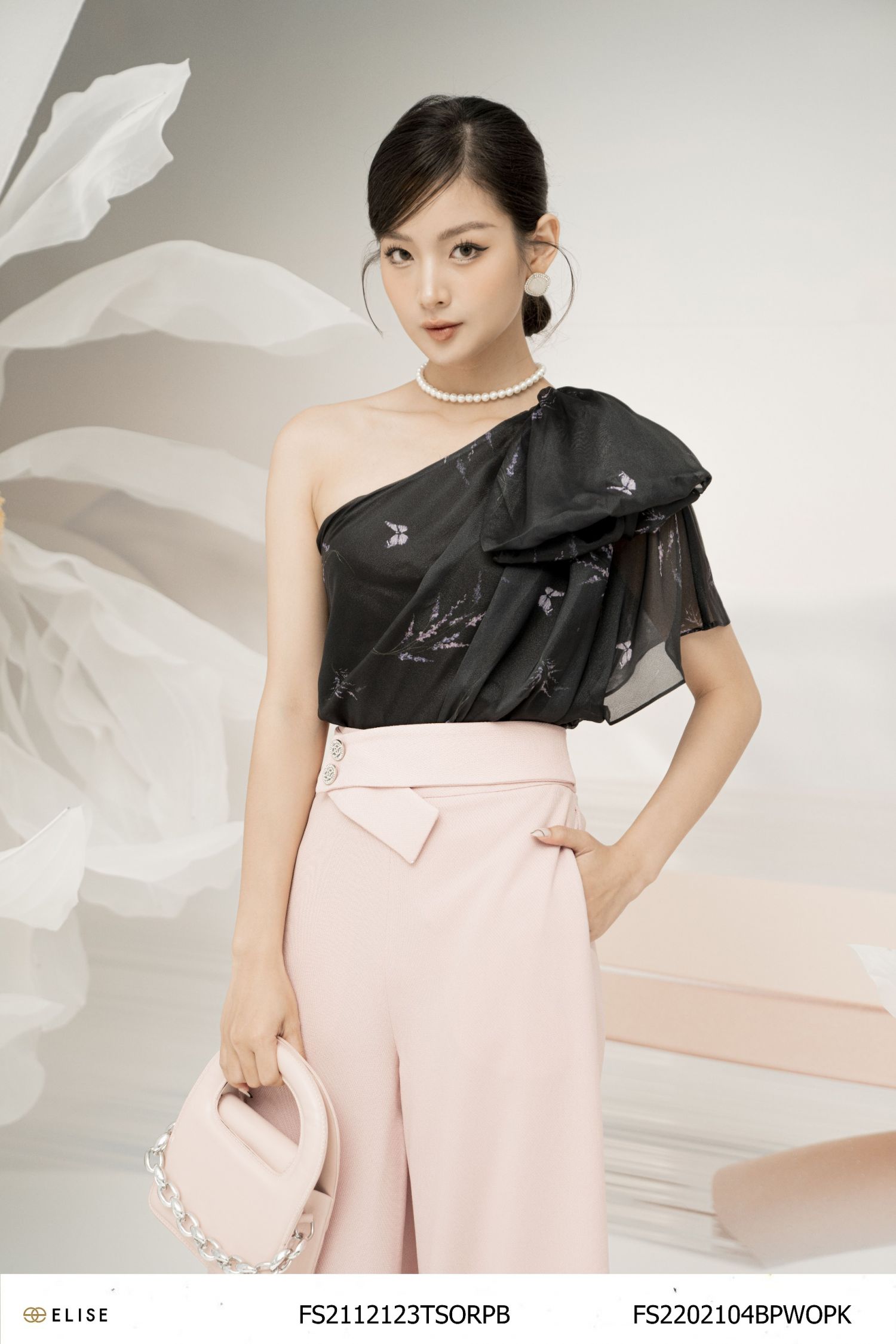 SM TƠ ĐEN LAVENDER LỆCH VAI