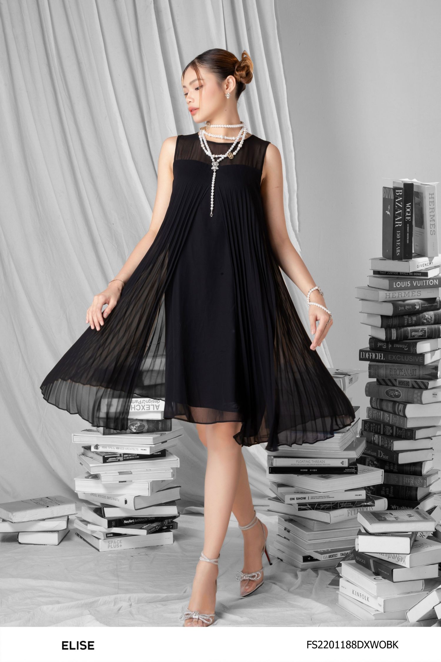 MAXI CHIFFON ĐEN DẬP LY