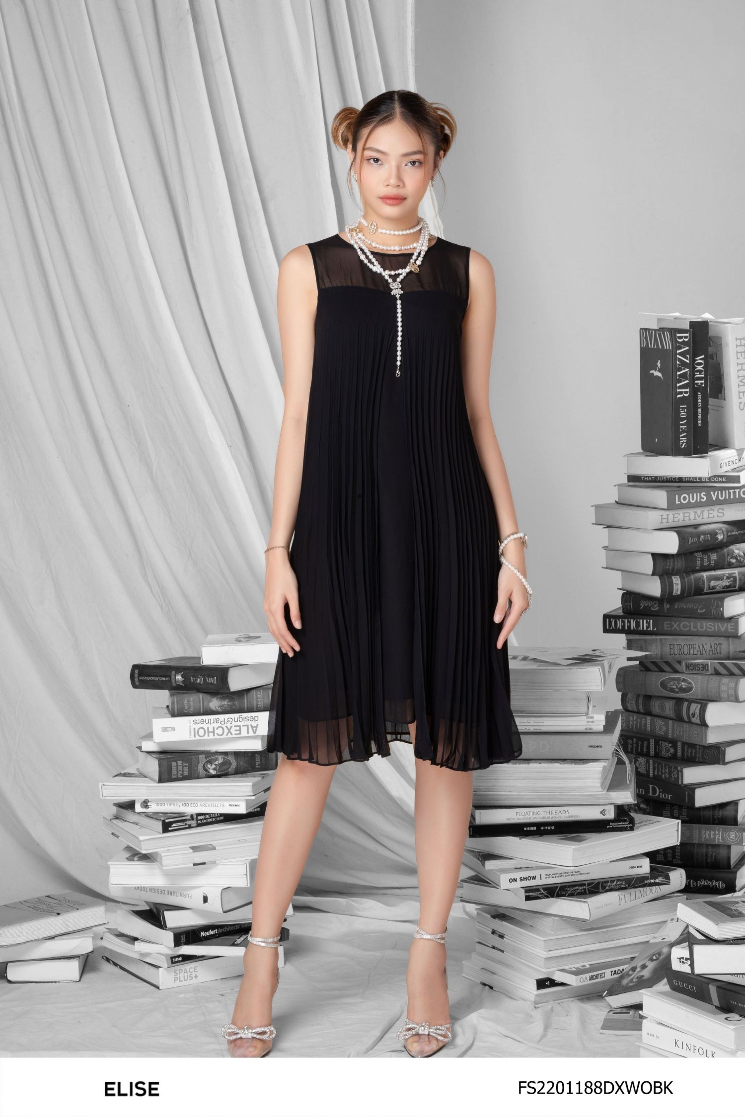 MAXI CHIFFON ĐEN DẬP LY