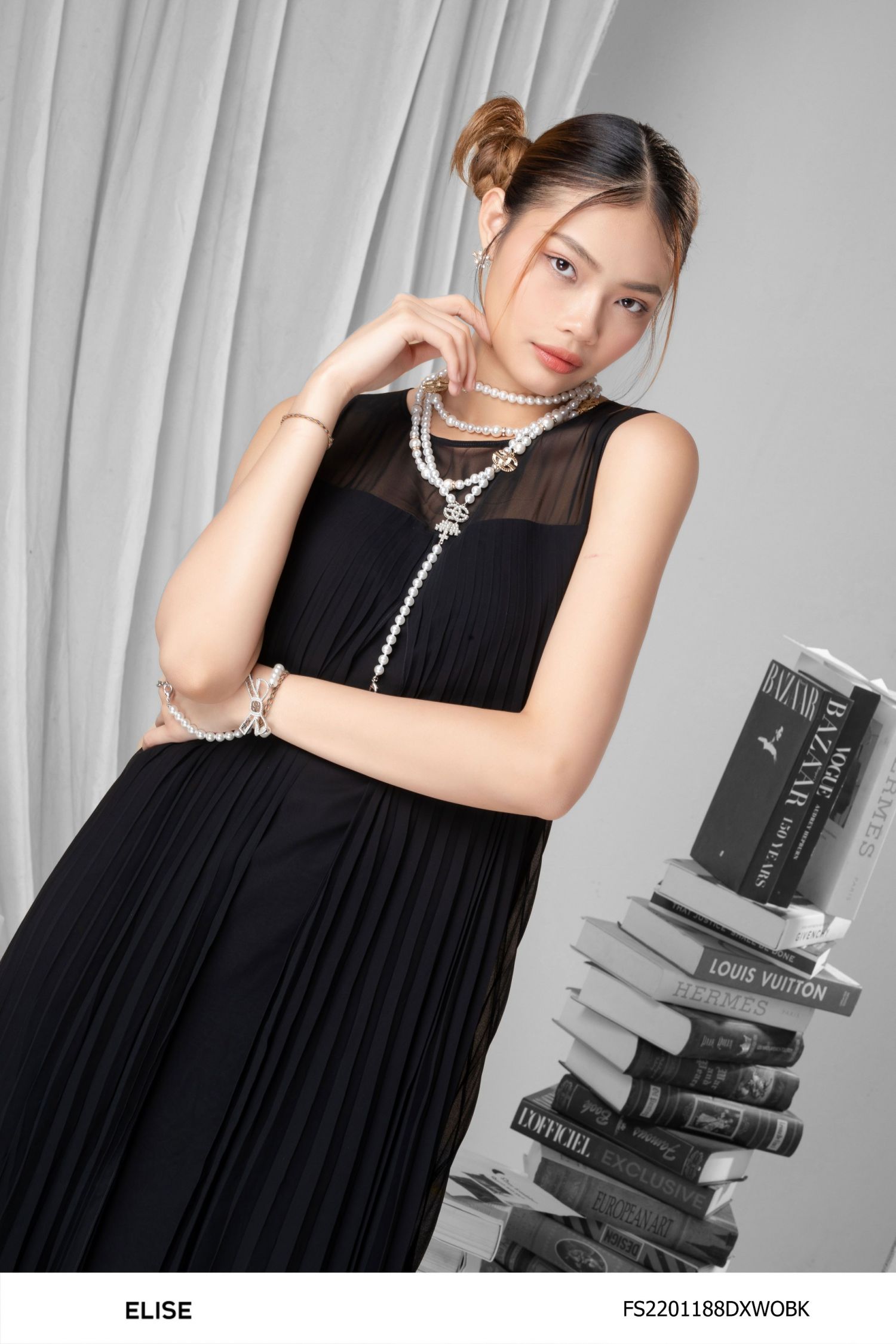 MAXI CHIFFON ĐEN DẬP LY