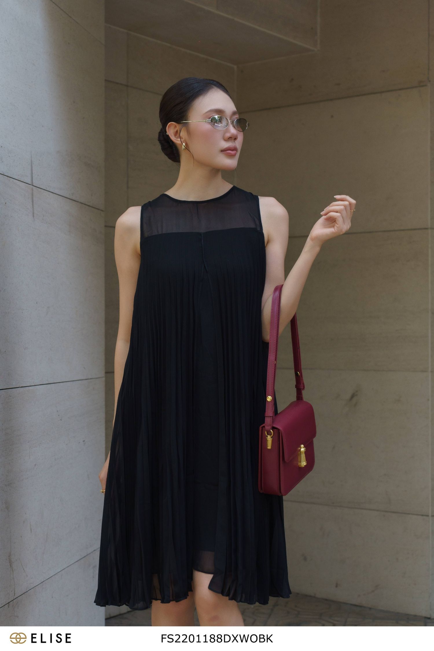 MAXI CHIFFON ĐEN DẬP LY