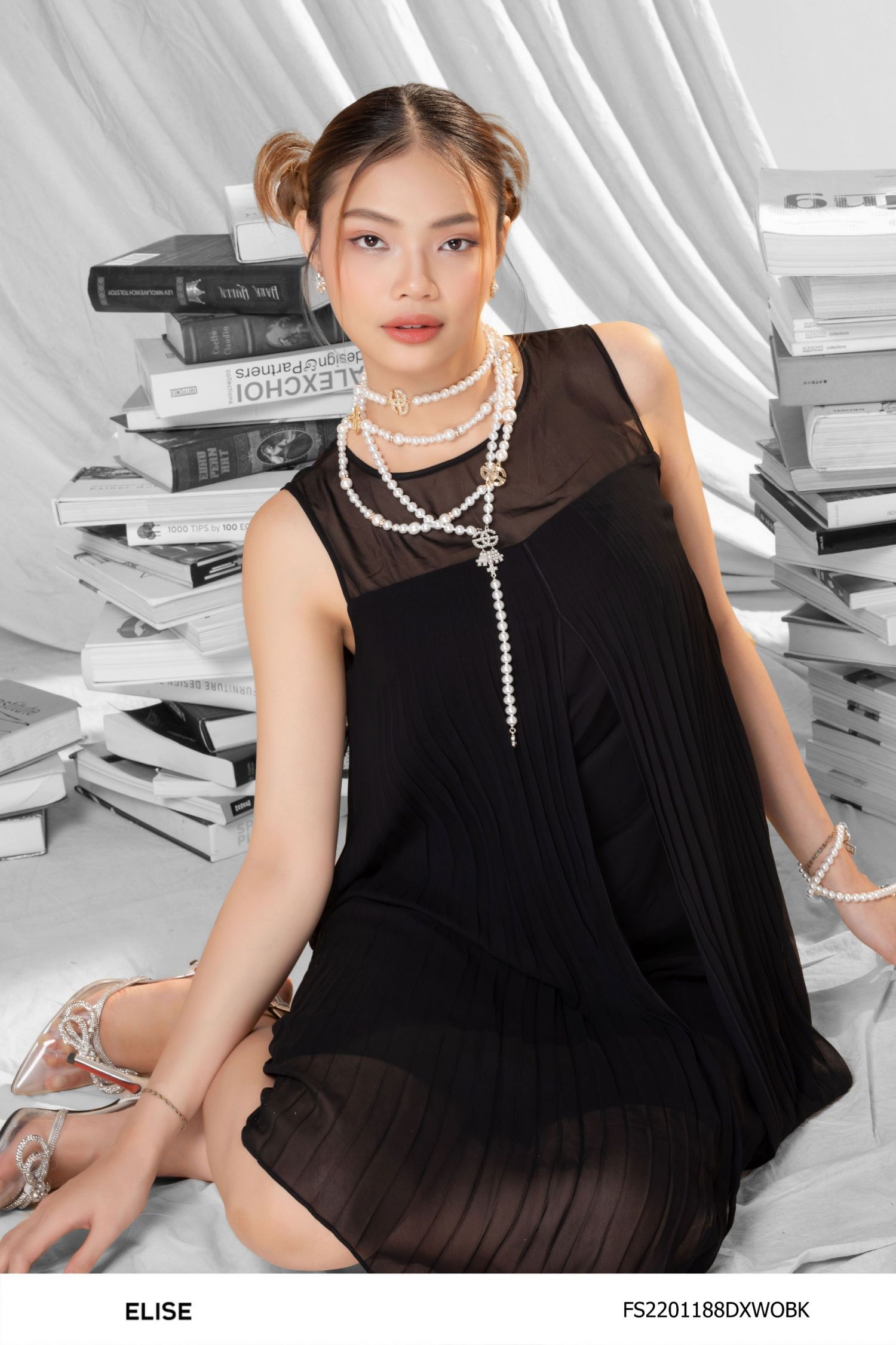 MAXI CHIFFON ĐEN DẬP LY