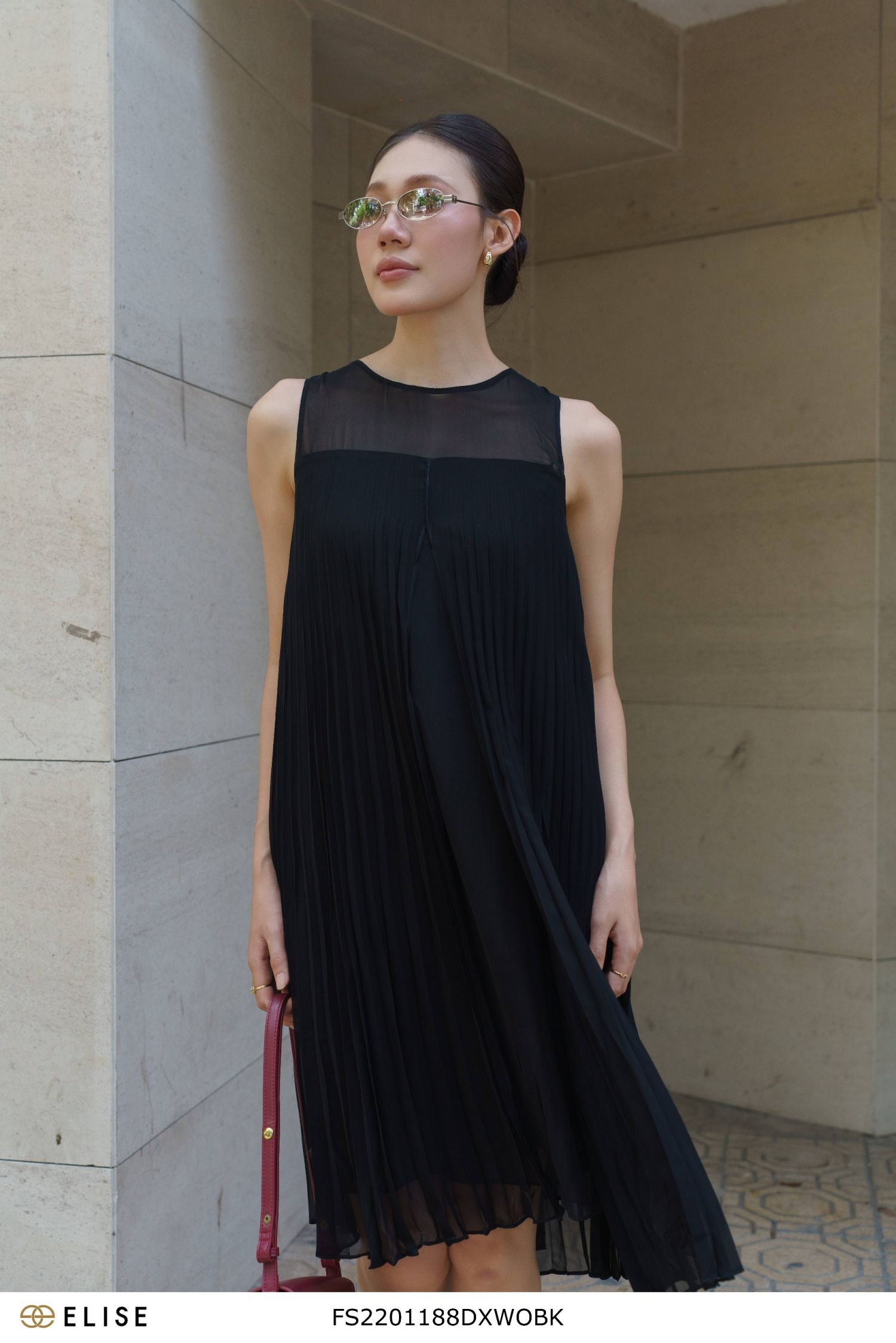 MAXI CHIFFON ĐEN DẬP LY