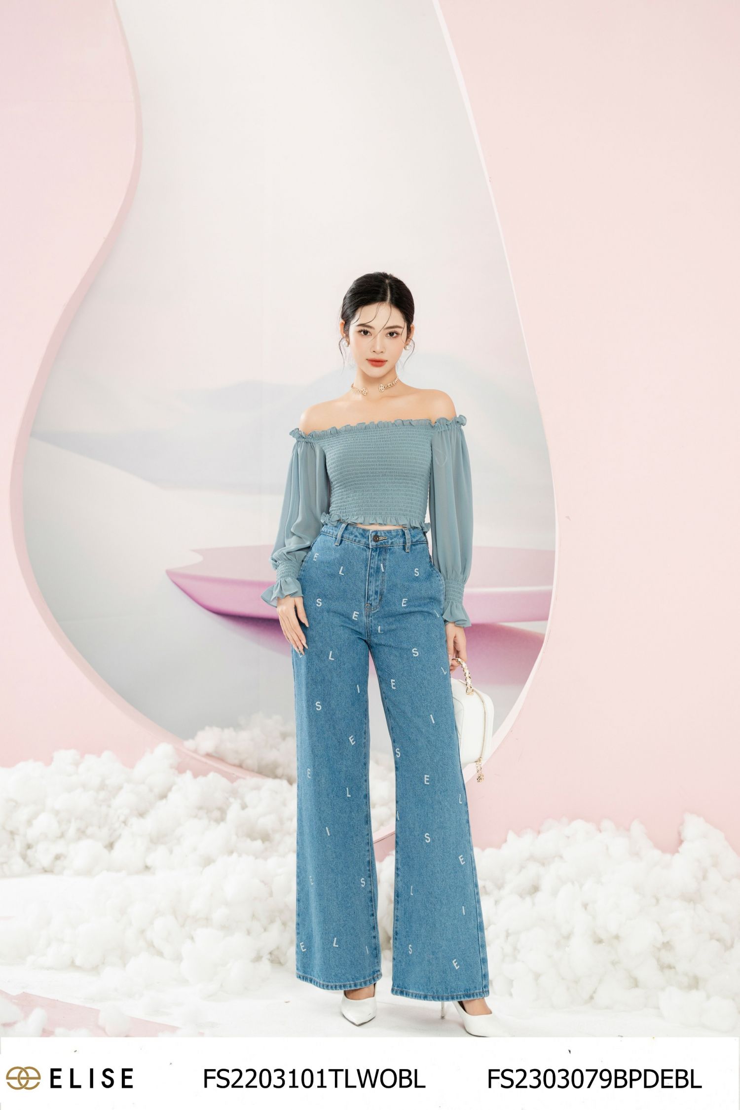 SM CHIFFON XANH TRỄ VAI