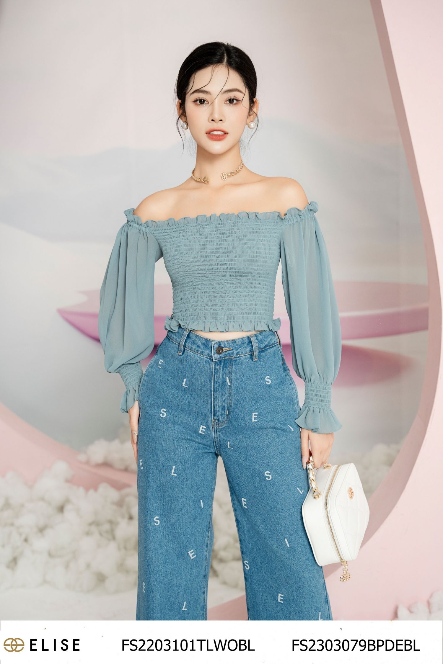 SM CHIFFON XANH TRỄ VAI