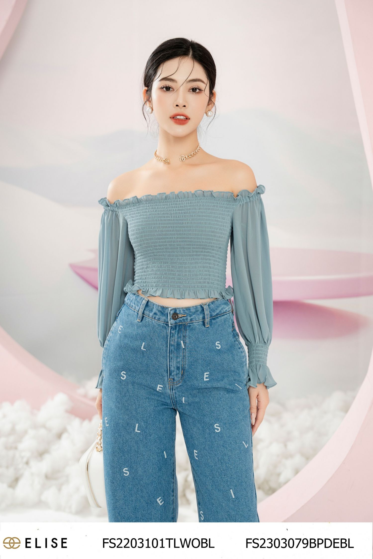 SM CHIFFON XANH TRỄ VAI
