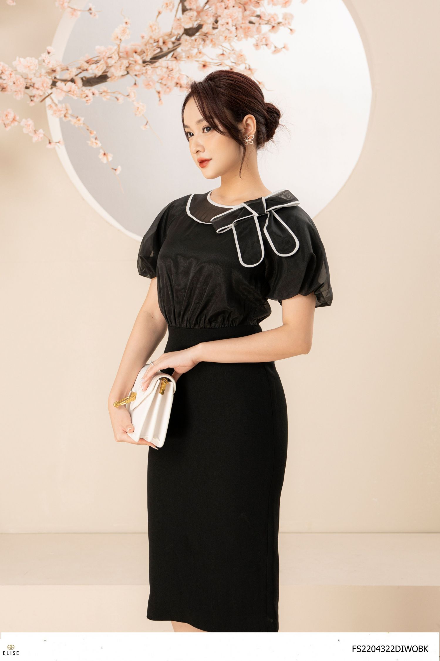 Váy nơ ngực trắng mix đen | Shopee Việt Nam