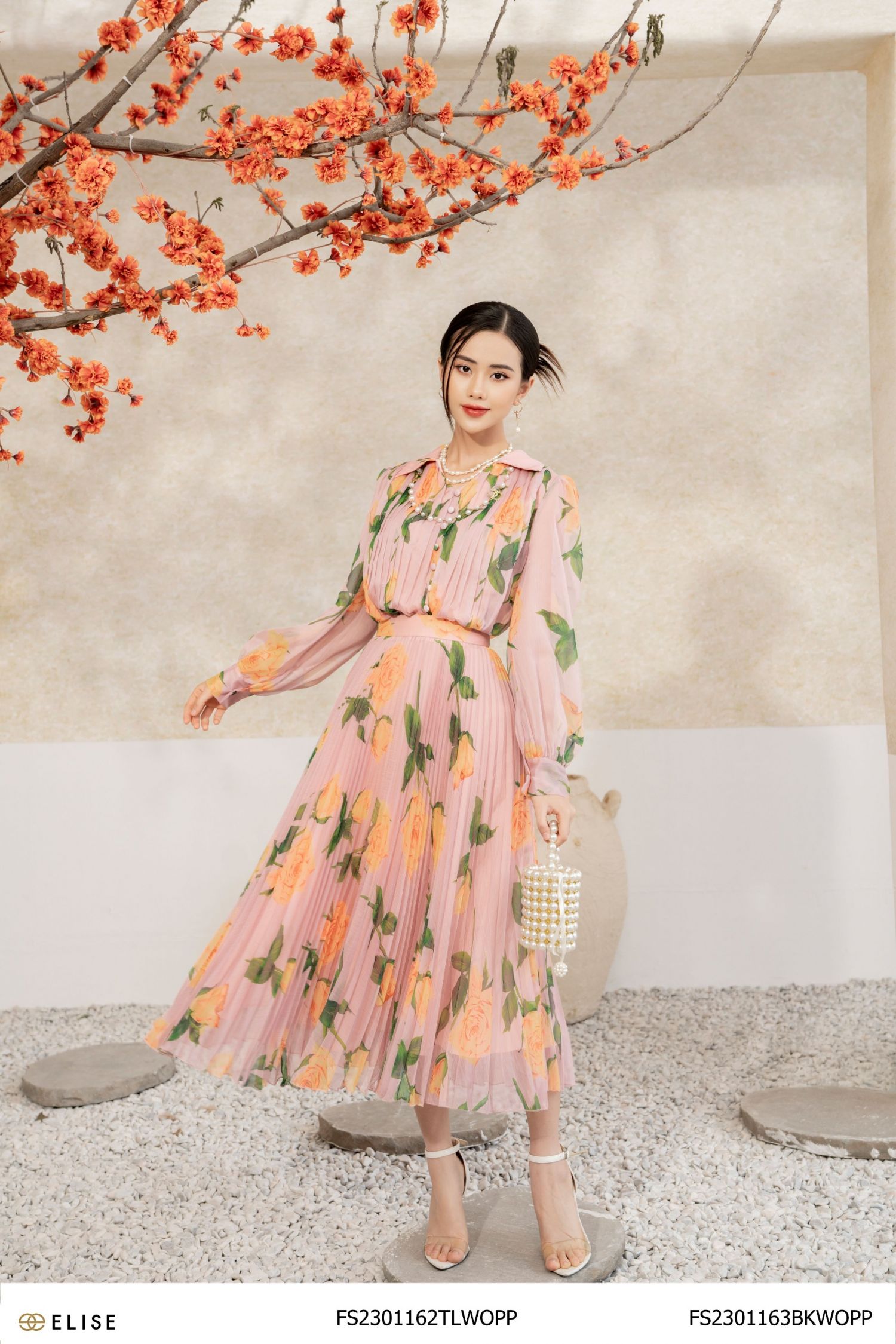 JUPE VOAN HỒNG HOA DẬP LY