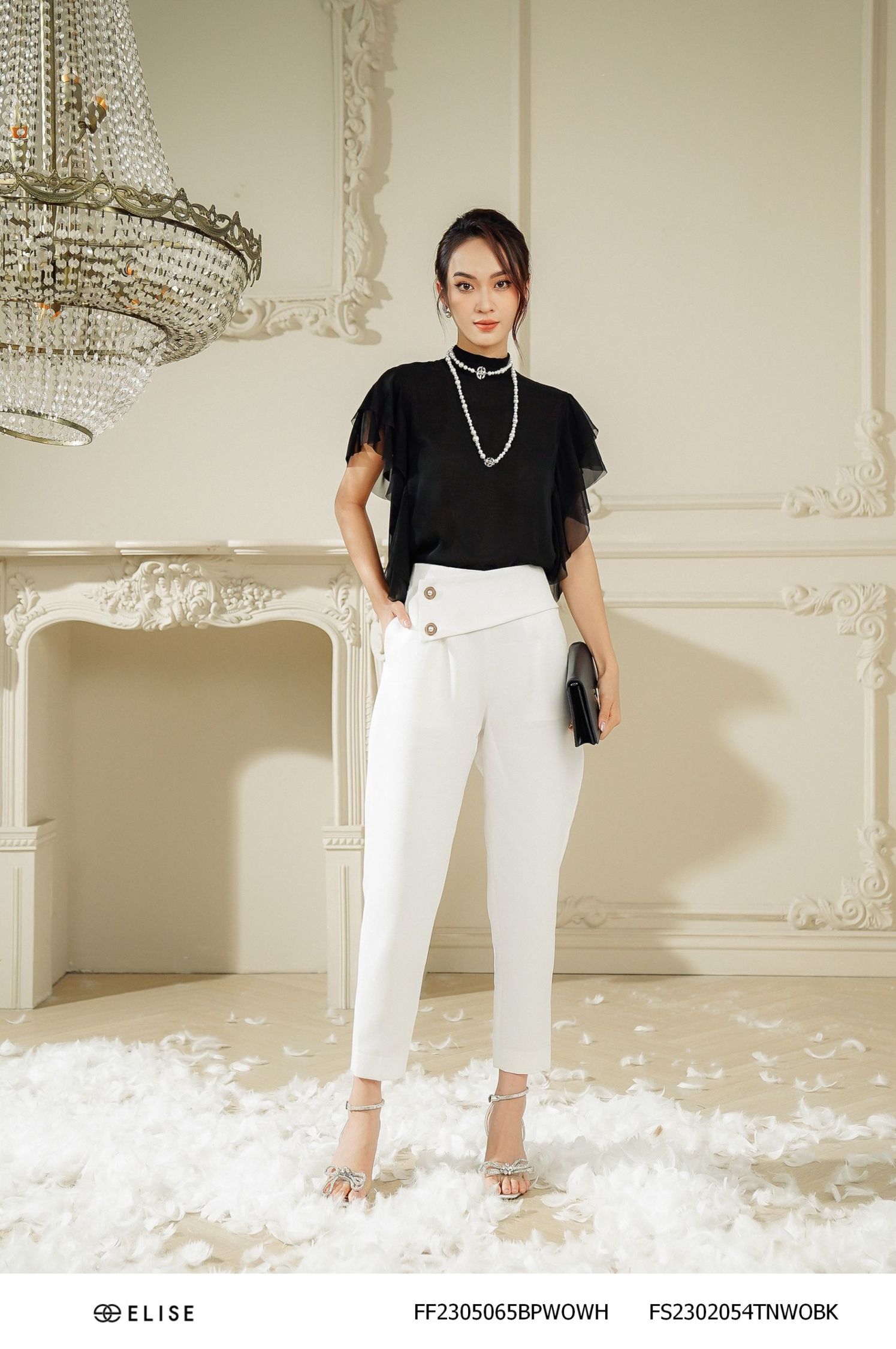 SM CHIFFON ĐEN CHẠY BÈO VAI