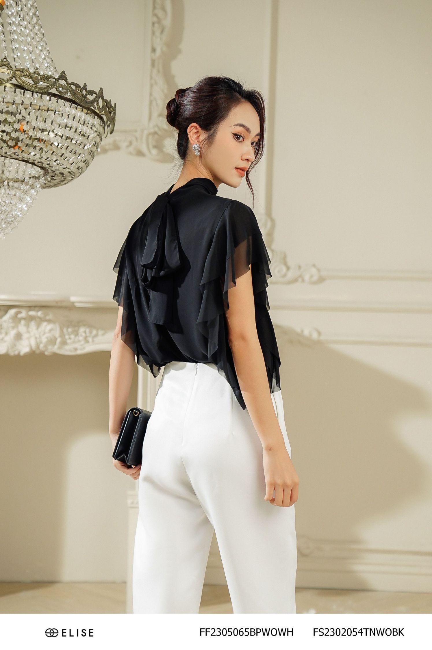SM CHIFFON ĐEN CHẠY BÈO VAI