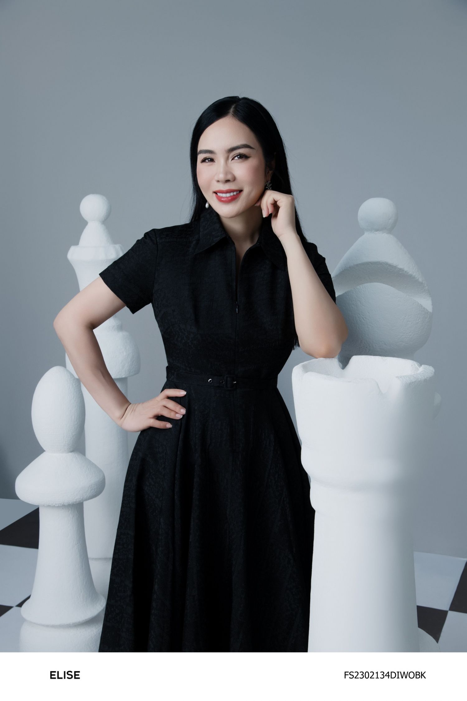 ĐẦM GẤM ĐEN HT ĐAI EO