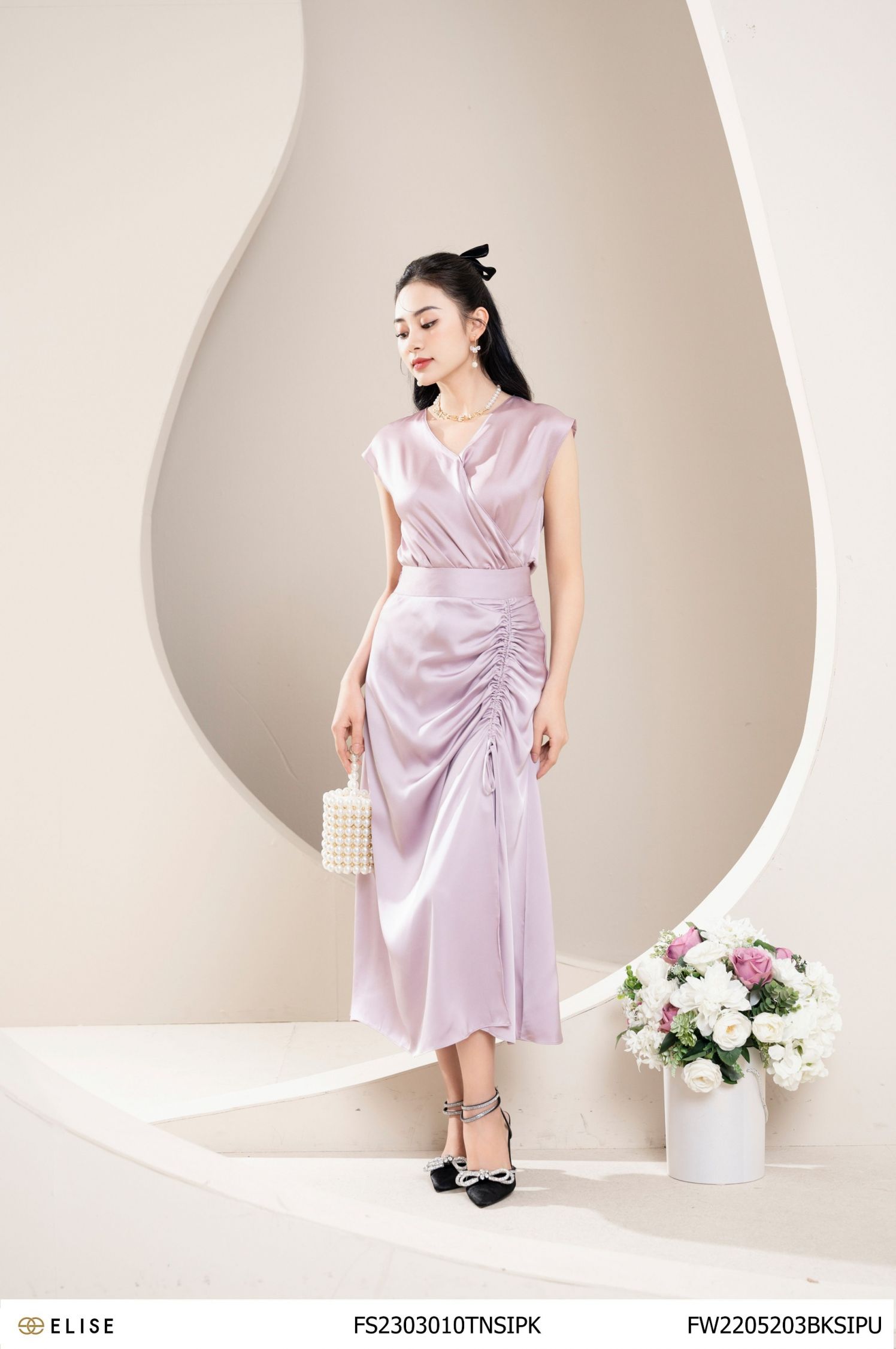 Váy hồng xòe rút dây vai V1633 - DOLCE VIVA COLLECTION Mydu Design [kèm ảnh  thật] - Thời trang thiết kế Mydu