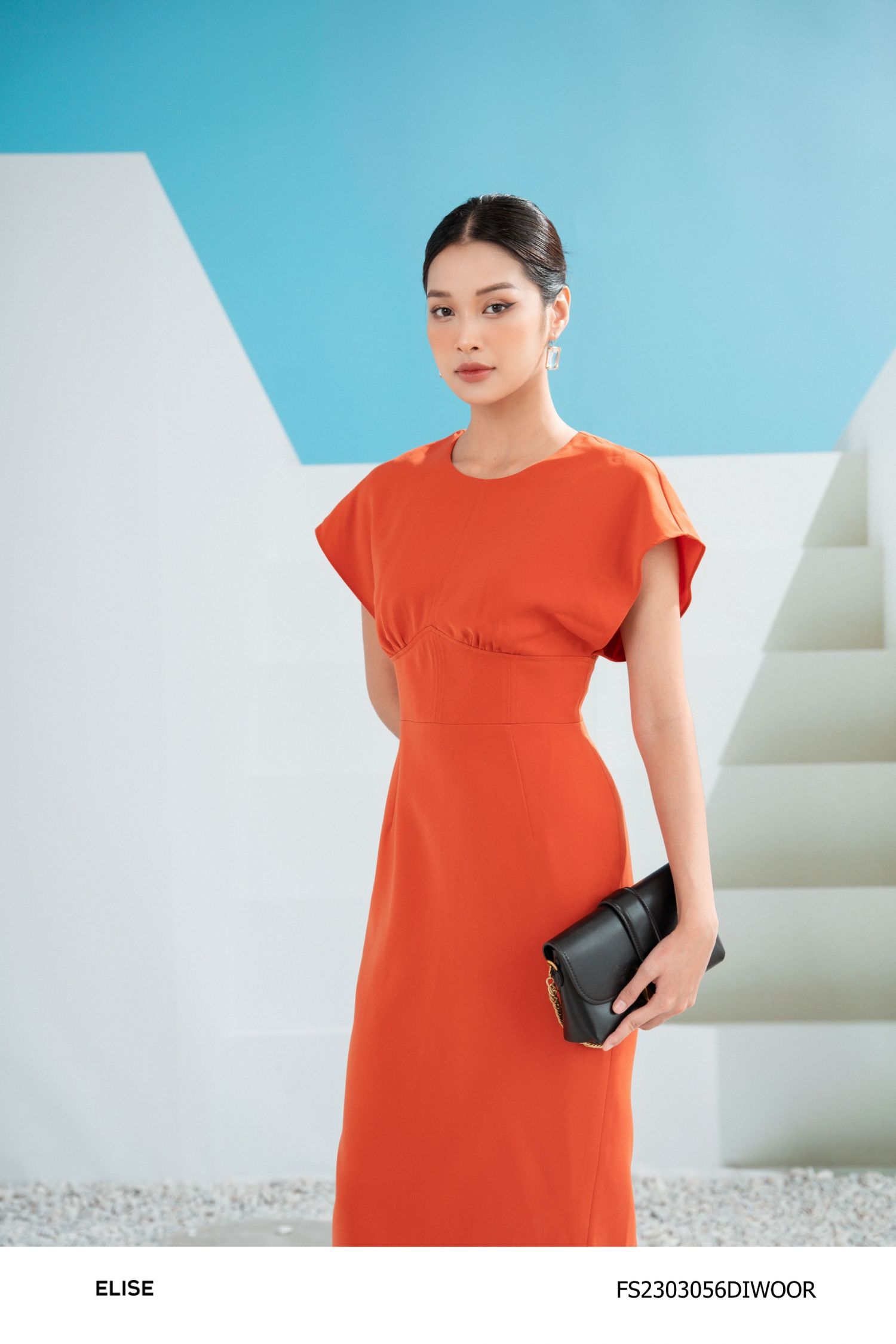 ĐẦM CAM VAI CHỜM CÚP NGỰC