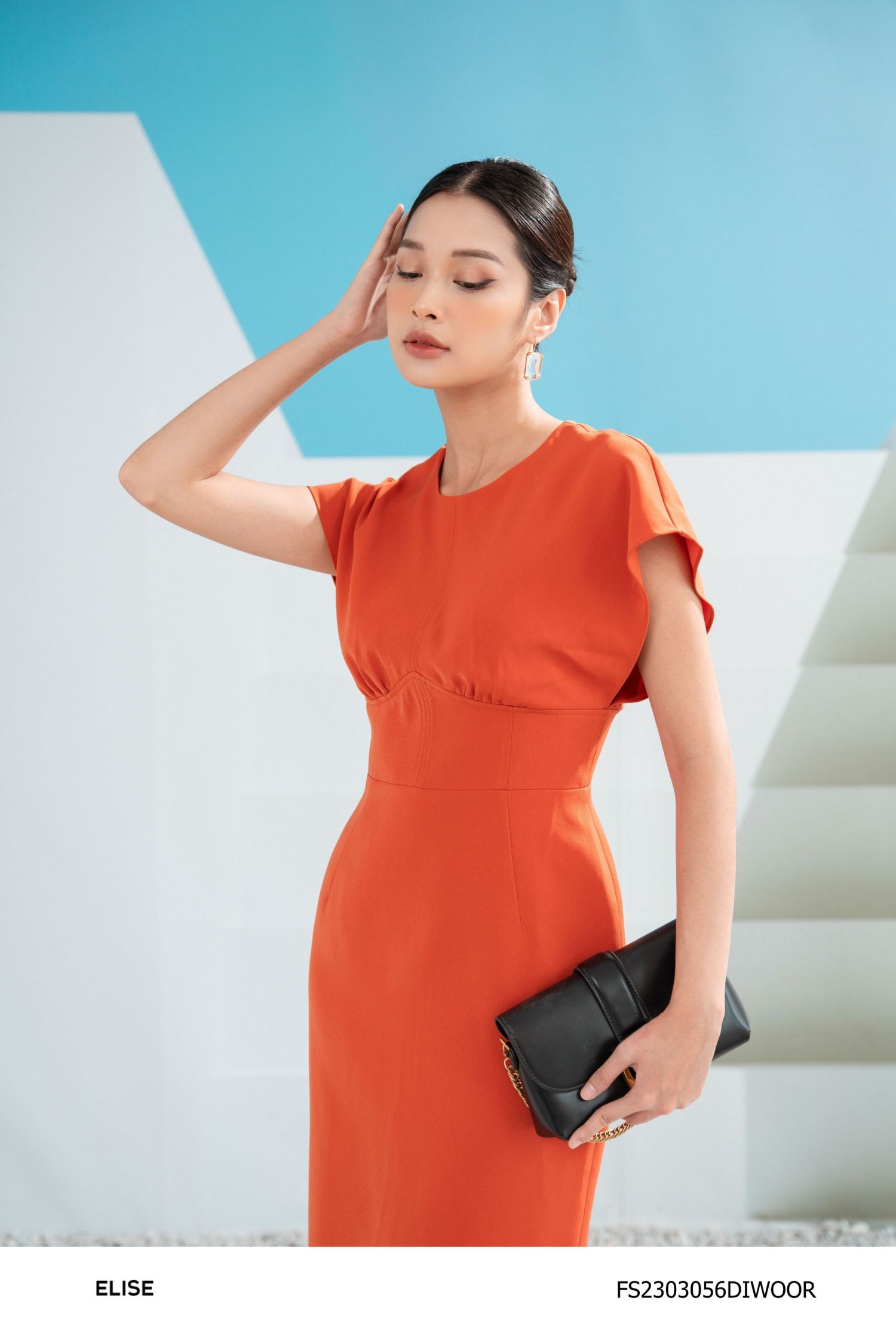 ĐẦM CAM VAI CHỜM CÚP NGỰC