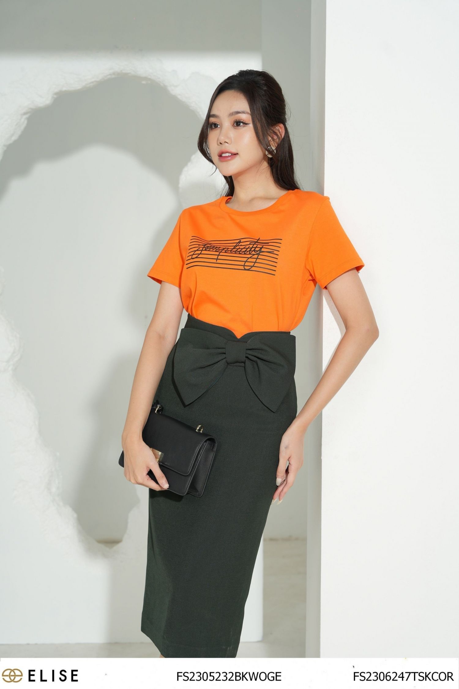 JUPE BÚT CHÌ XANH RÊU NƠ CẠP