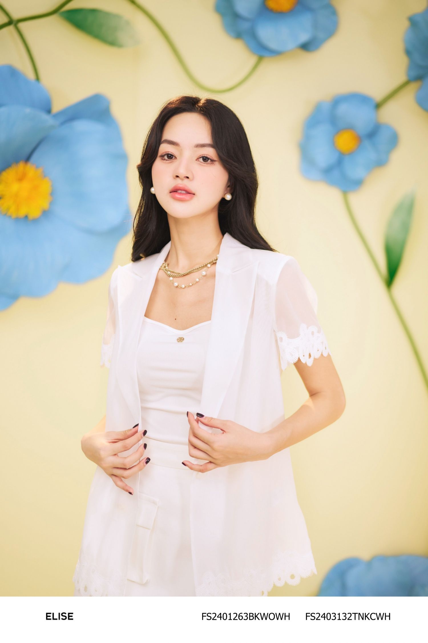JUPE TRẮNG TÚI ỐP LỆCH