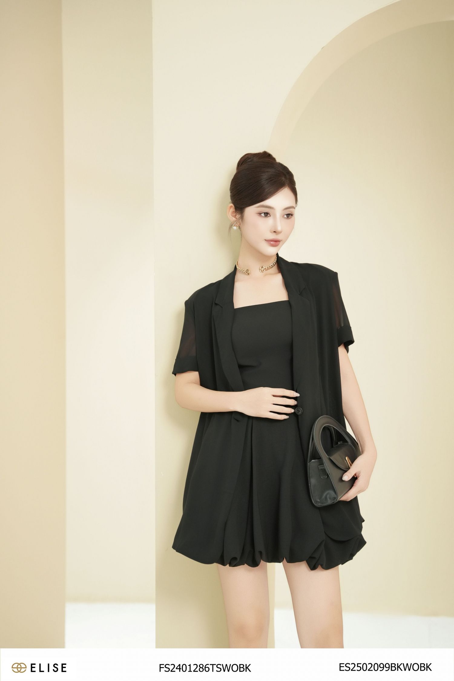 ÁO VEST CHIFFON ĐEN