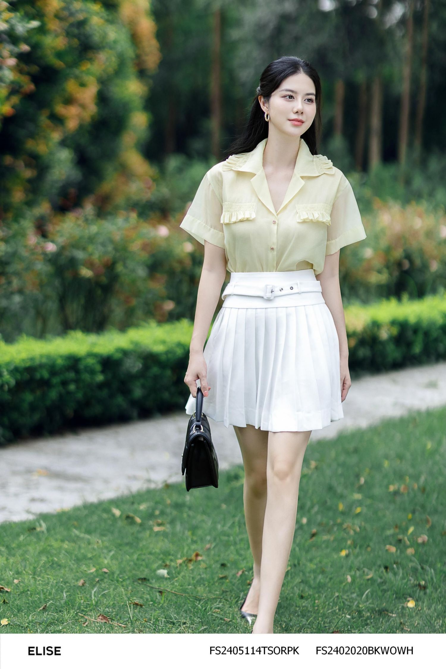JUPE NGẮN TRẮNG DẬP LY ĐAI CẠP