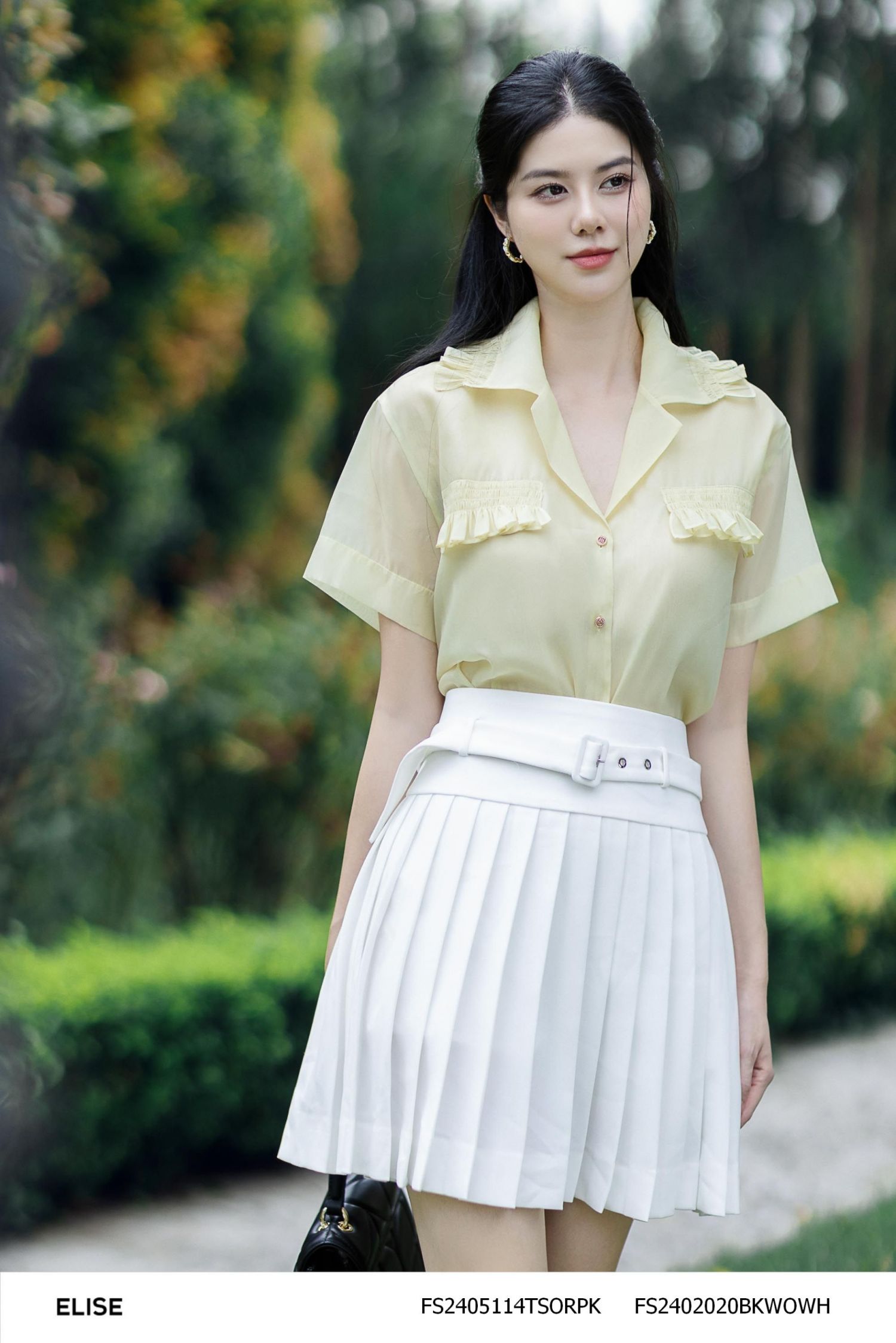 JUPE NGẮN TRẮNG DẬP LY ĐAI CẠP