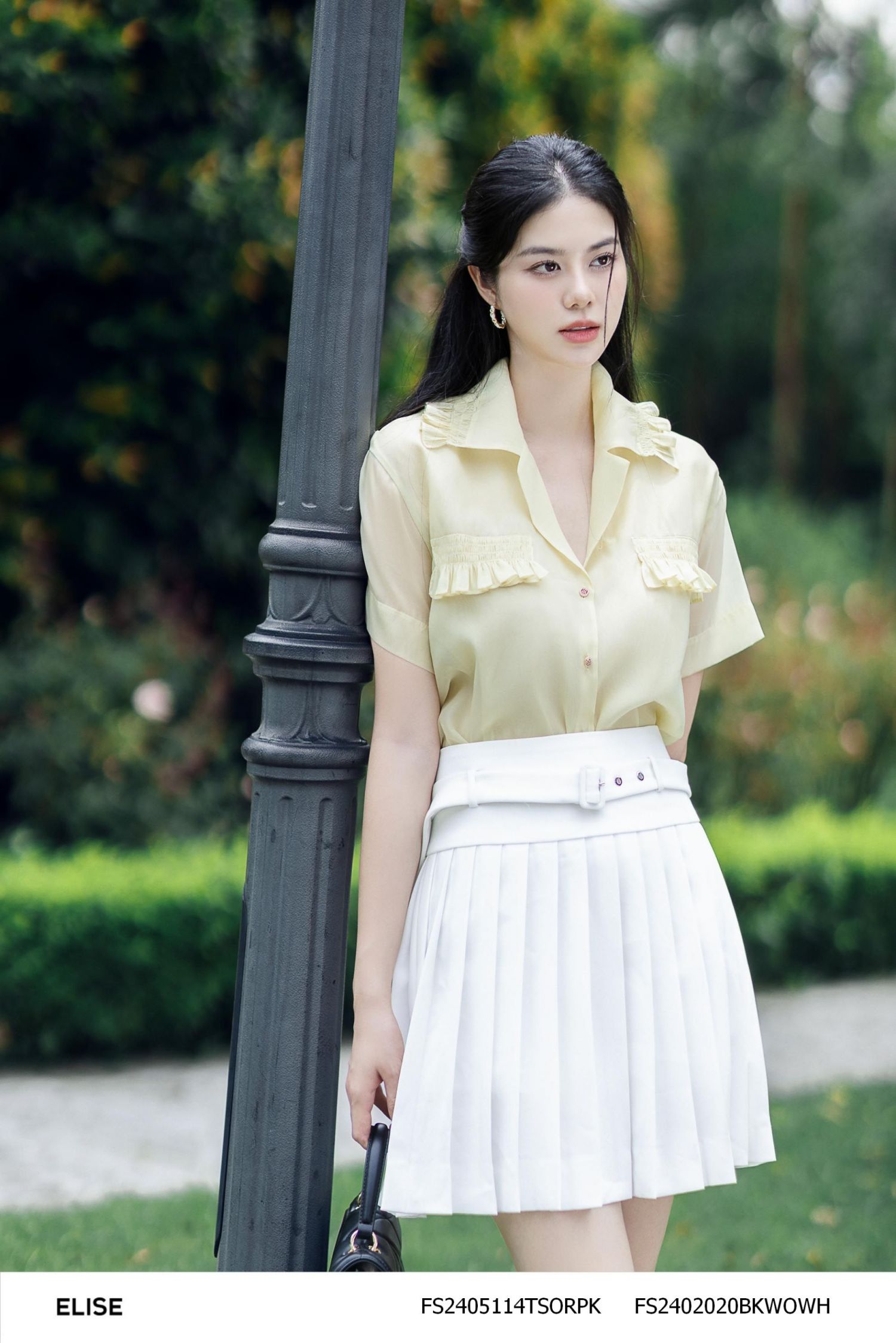 JUPE NGẮN TRẮNG DẬP LY ĐAI CẠP