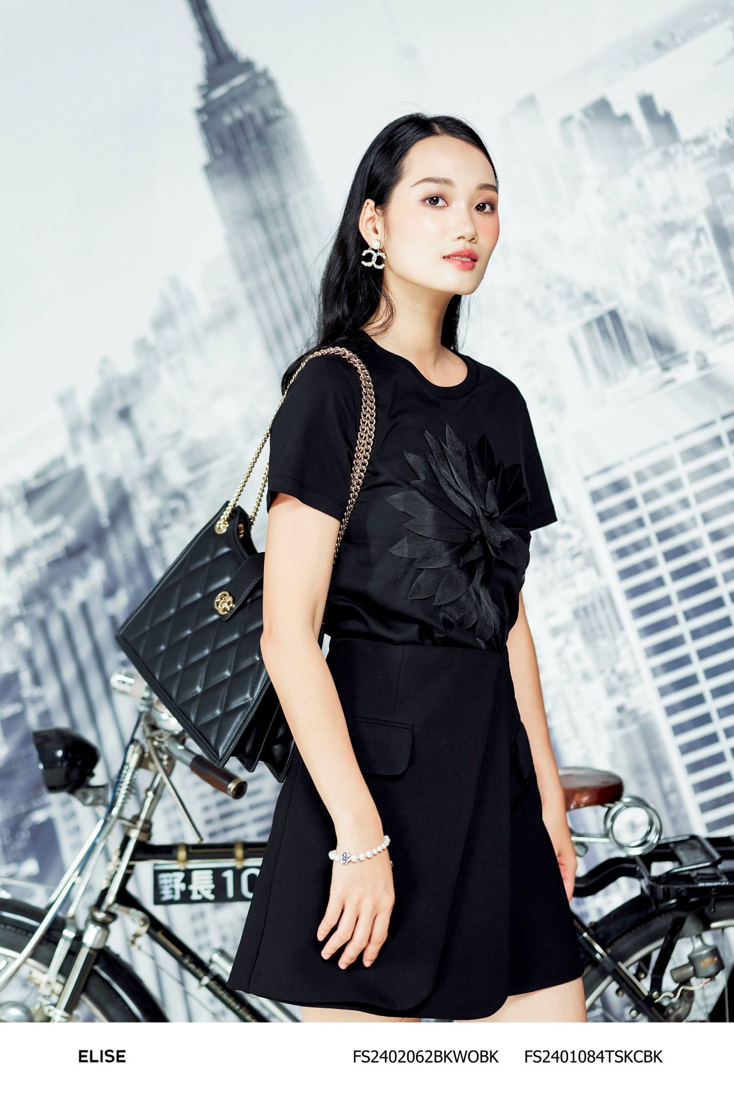 JUPE ĐEN XẾP TÀ CHỒNG NẮP TÚI