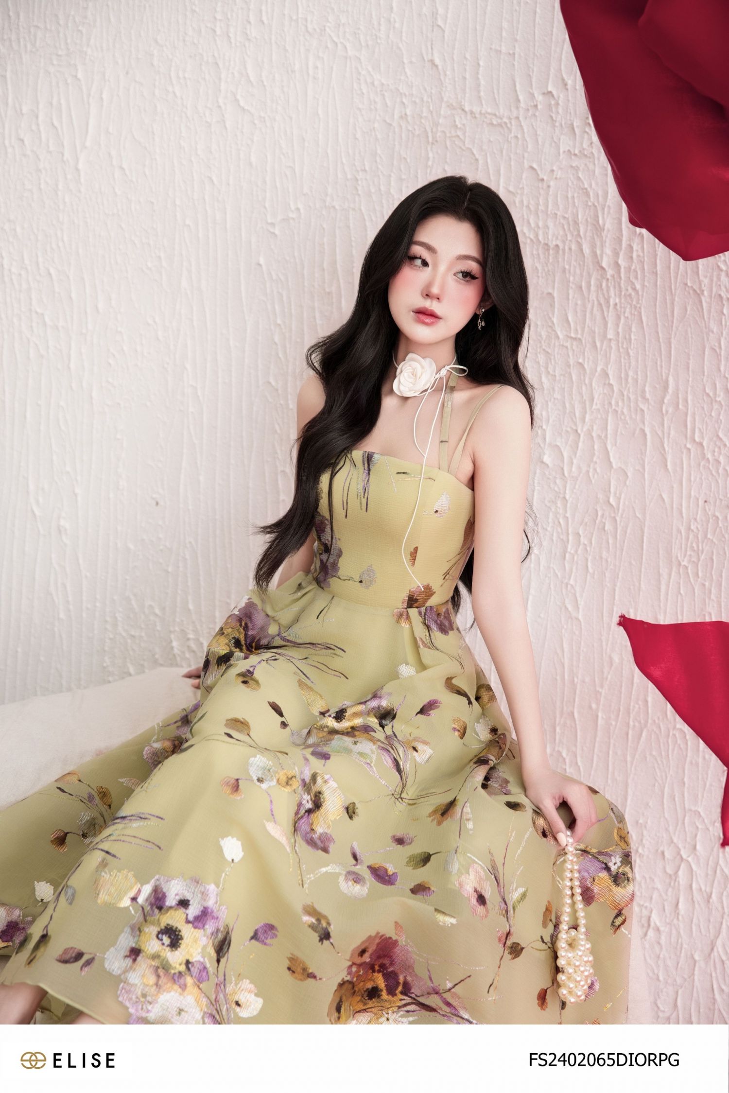 ĐẦM TƠ XỐP HOA XANH 2 DÂY
