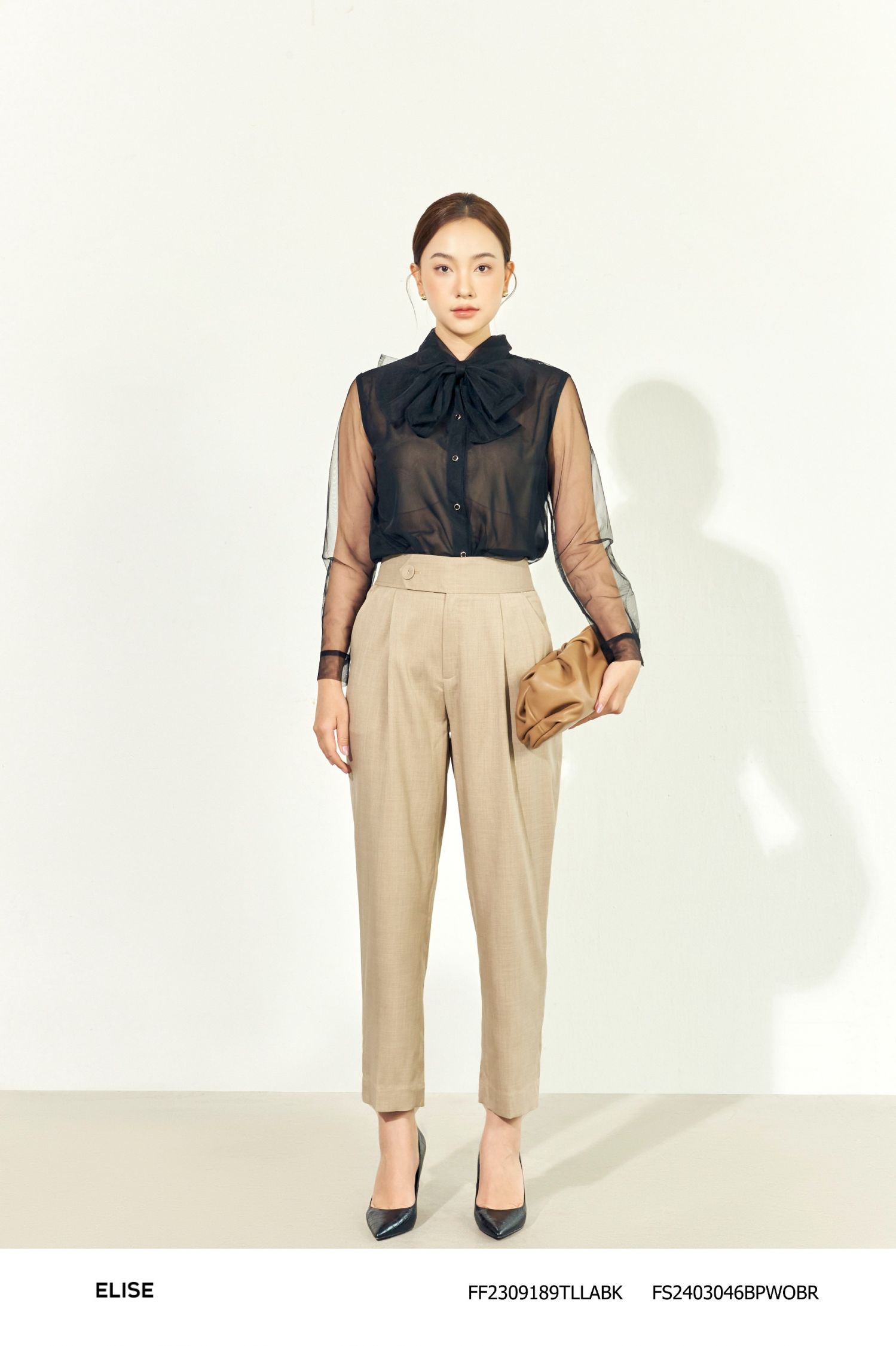 QUẦN BAGGY NÂU BE LY GIỮA CÚC LỆCH