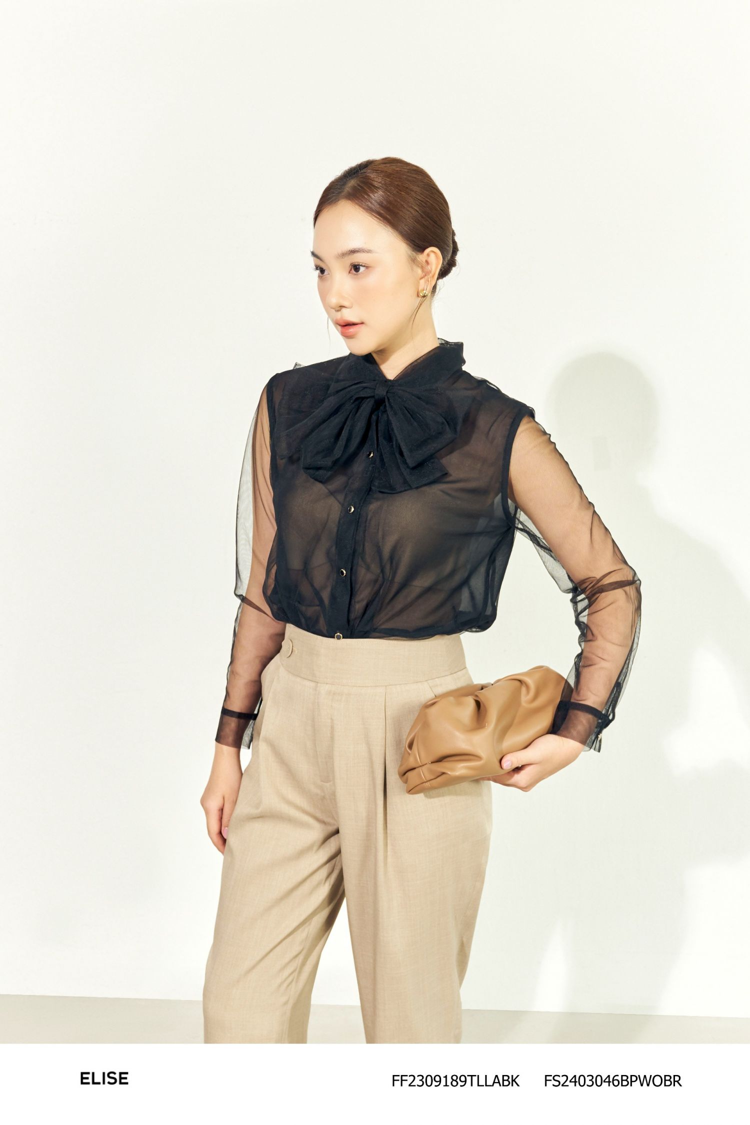 QUẦN BAGGY NÂU BE LY GIỮA CÚC LỆCH