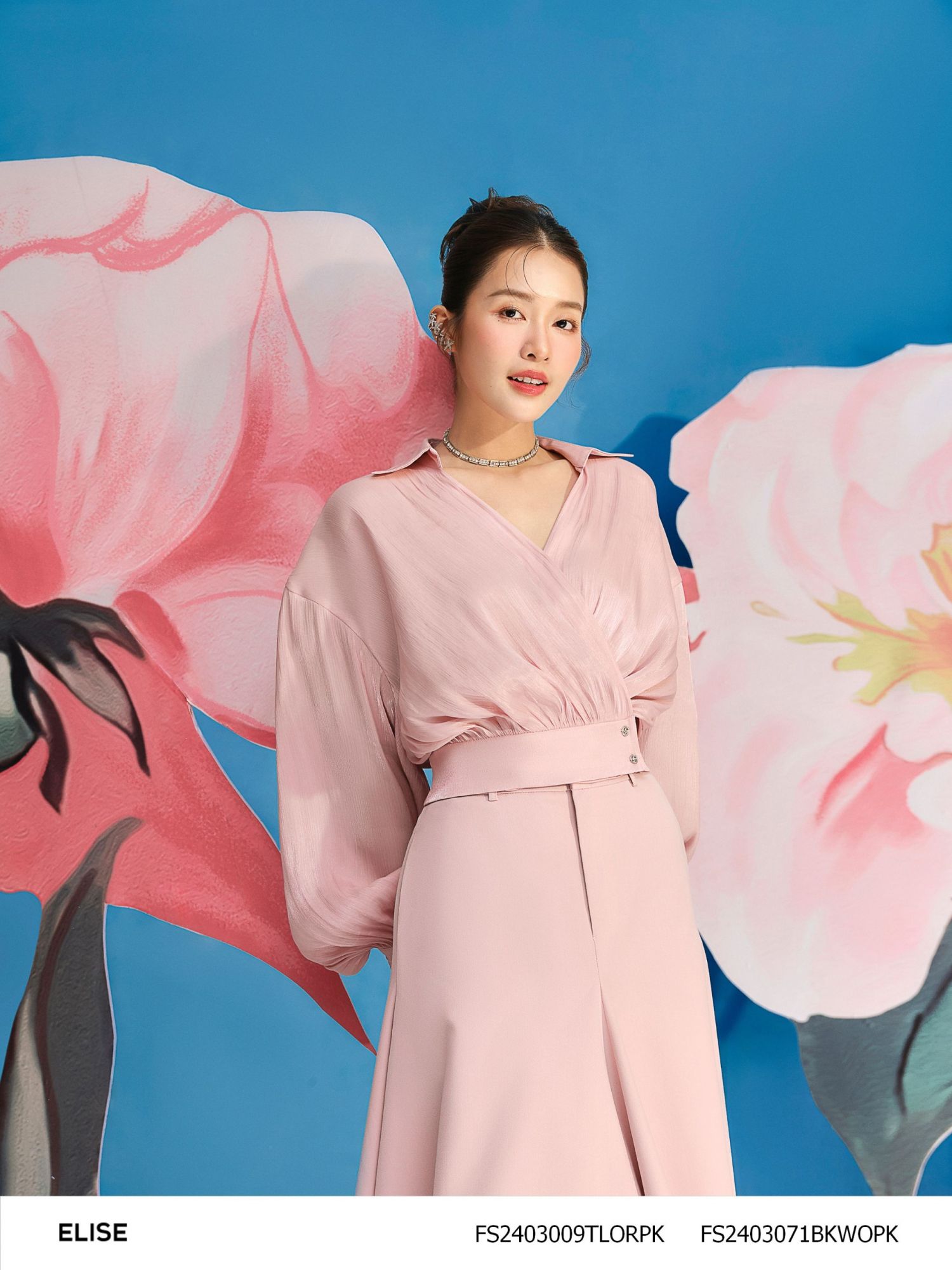 CHÂN VÁY XÒE HỒNG PHẤN TÚI DỌC