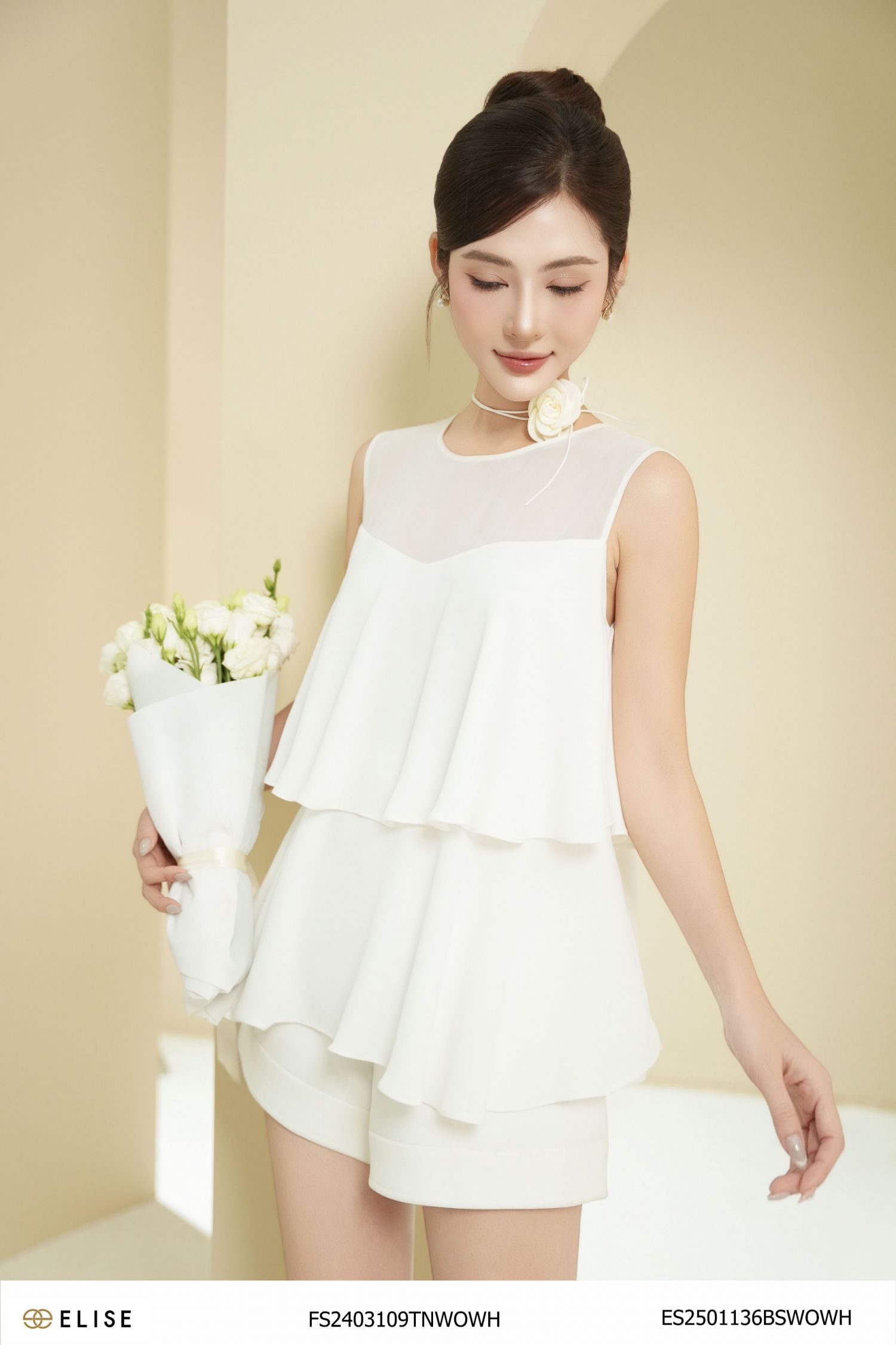 ÁO TRẮNG PHỐI CHIFFON SN BÈO TẦNG
