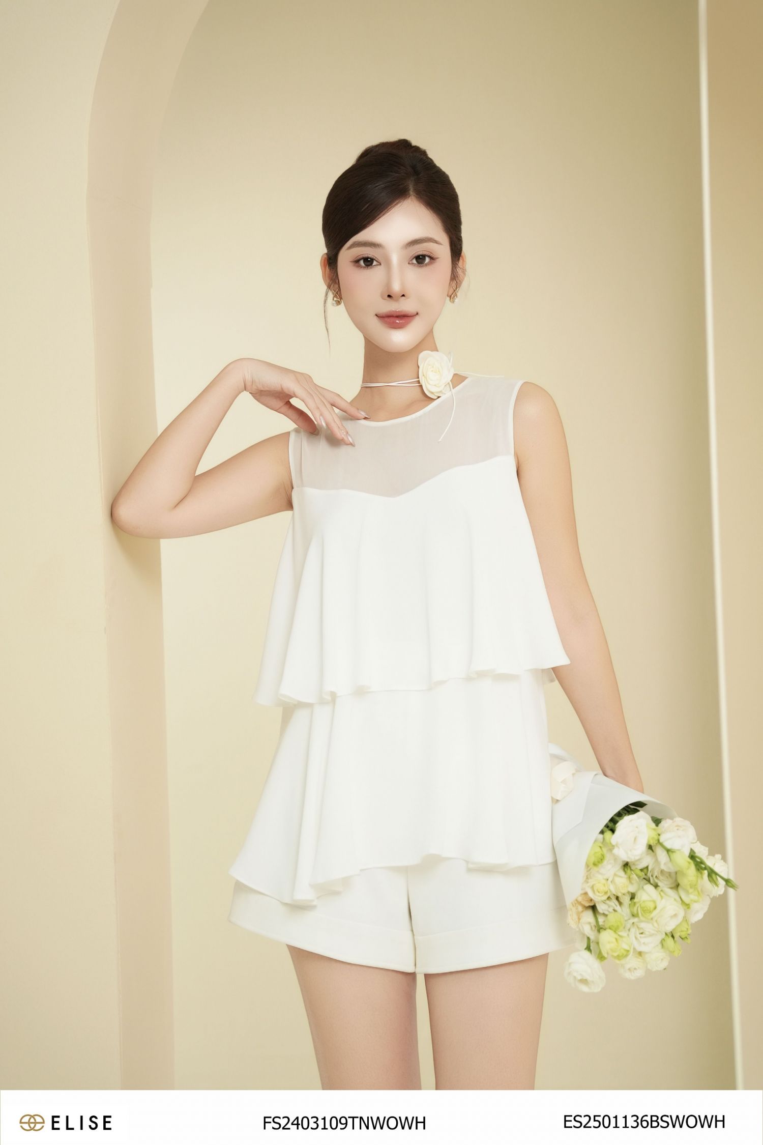 ÁO TRẮNG PHỐI CHIFFON SN BÈO TẦNG