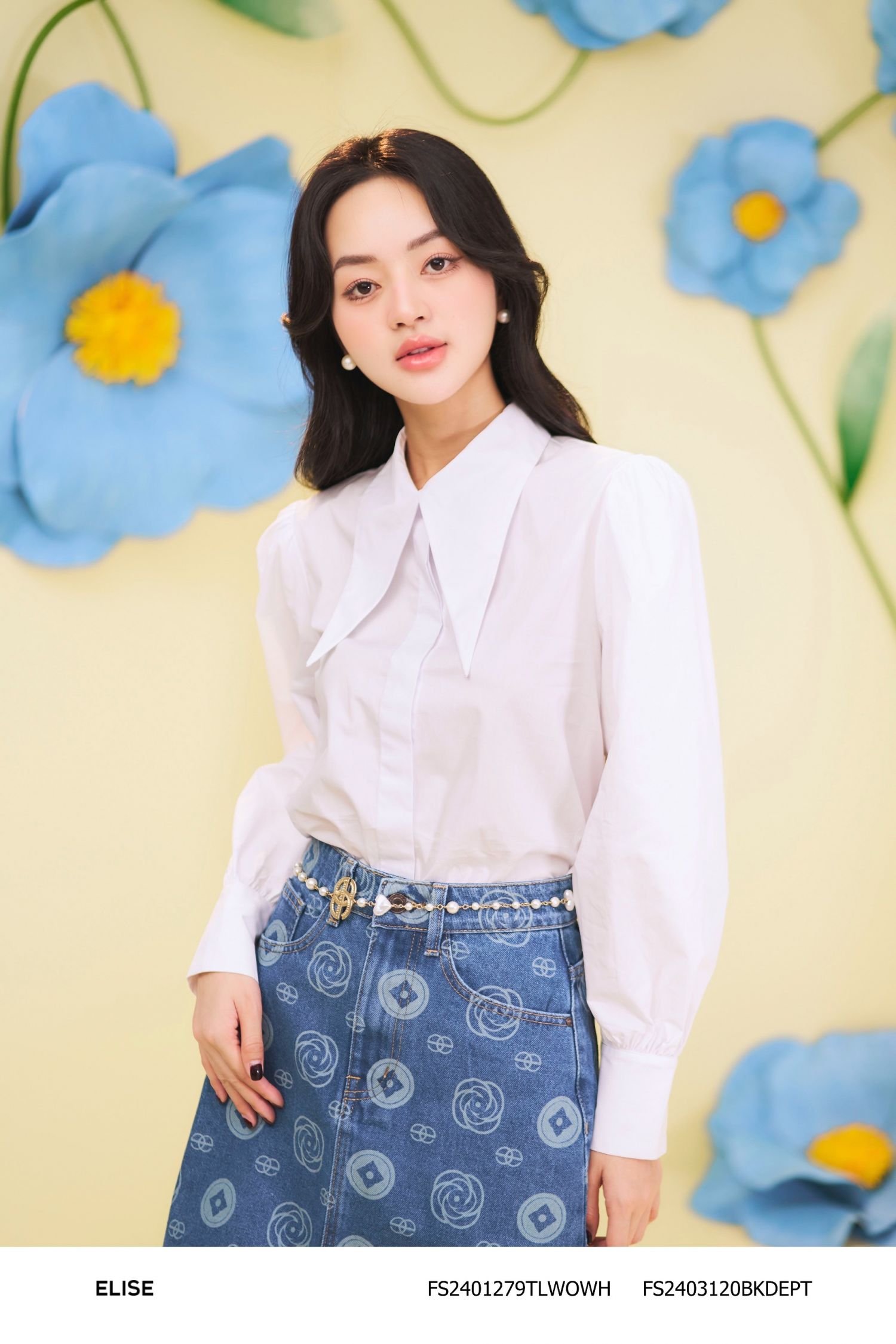 JUPE JEANS HỌA TIẾT LOGO