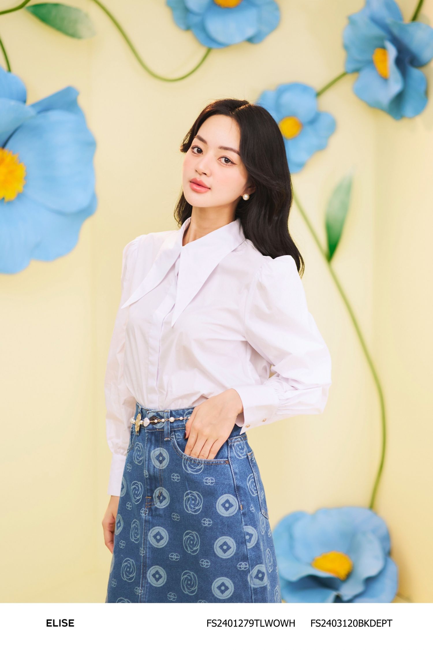 JUPE JEANS HỌA TIẾT LOGO