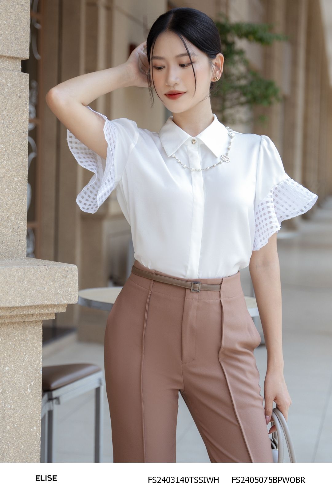 SM LỤA TRẮNG TAY VOAN TRẮNG KẺ