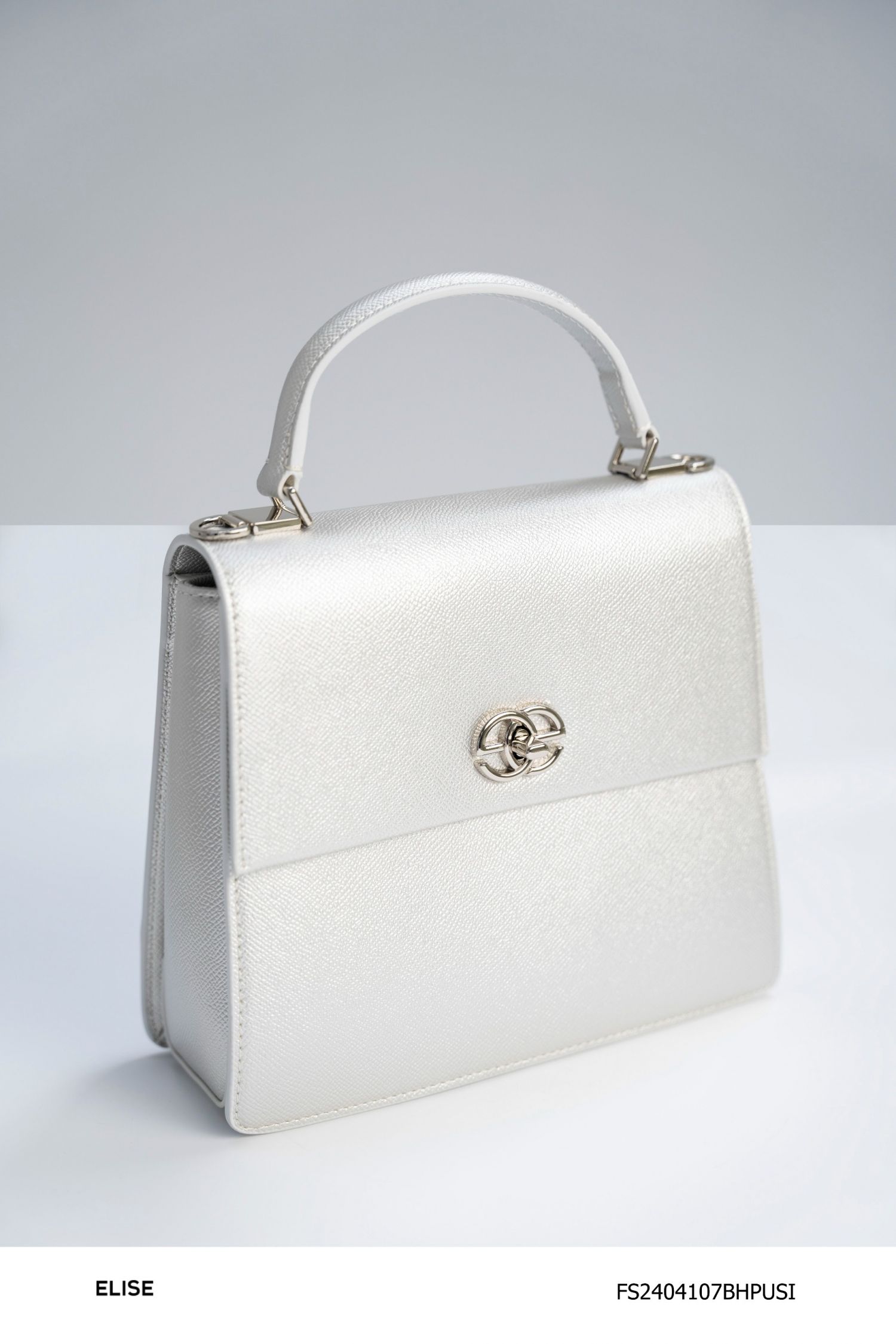 TÚI SATCHEL BẠC CÓ QUAI KHÓA LOGO