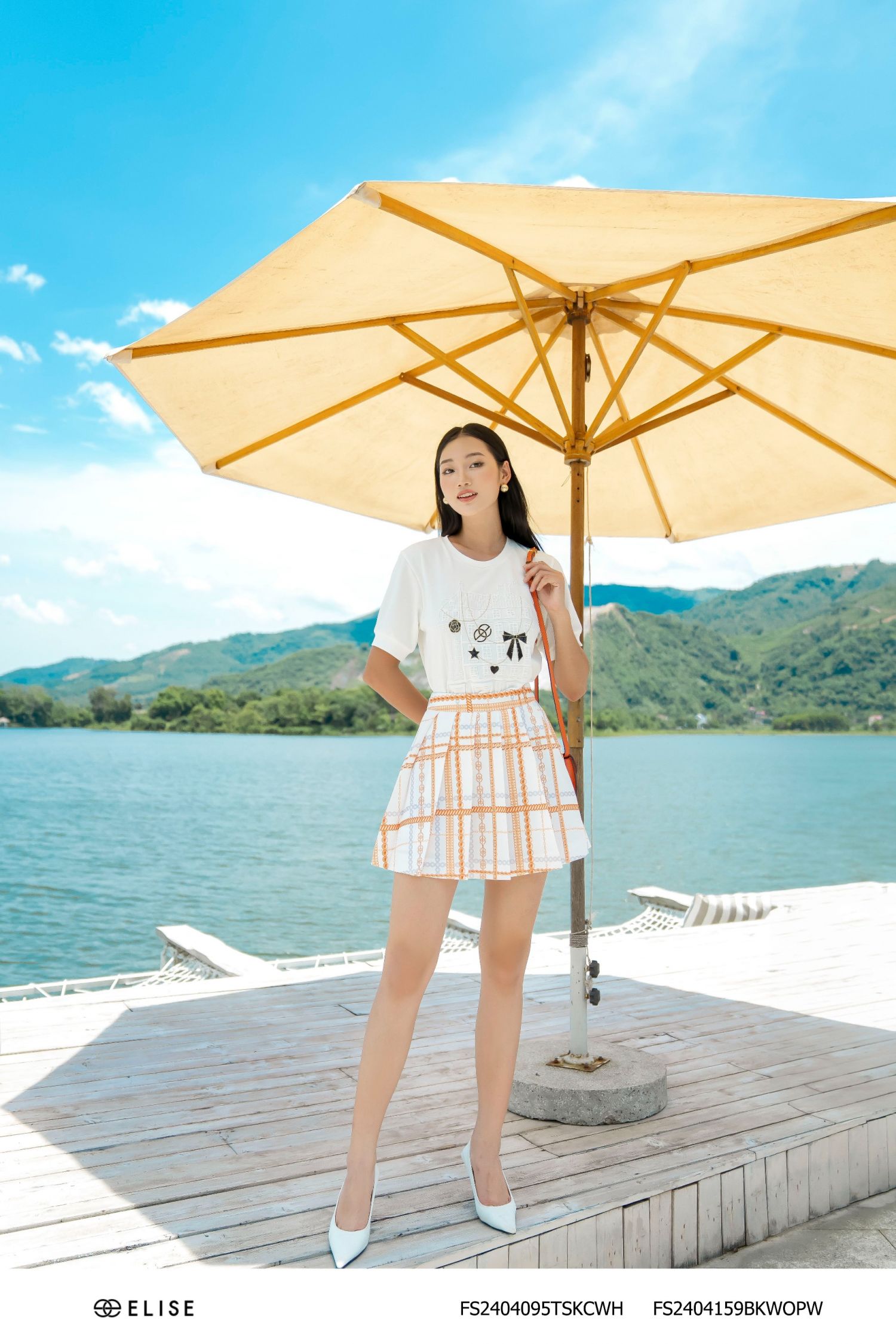 JUPE TRẮNG HT XÍCH CAM DẬP LY