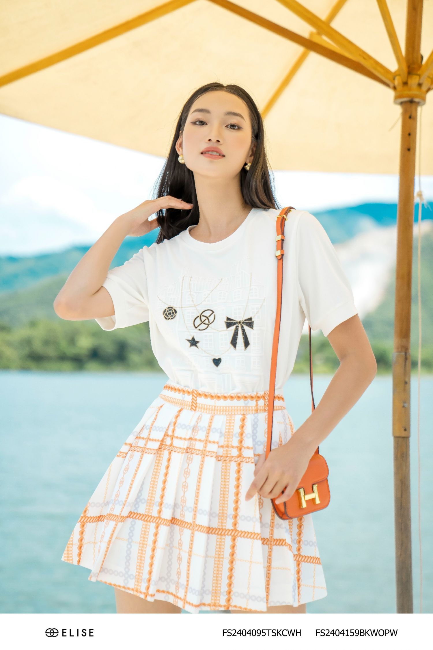 JUPE TRẮNG HT XÍCH CAM DẬP LY