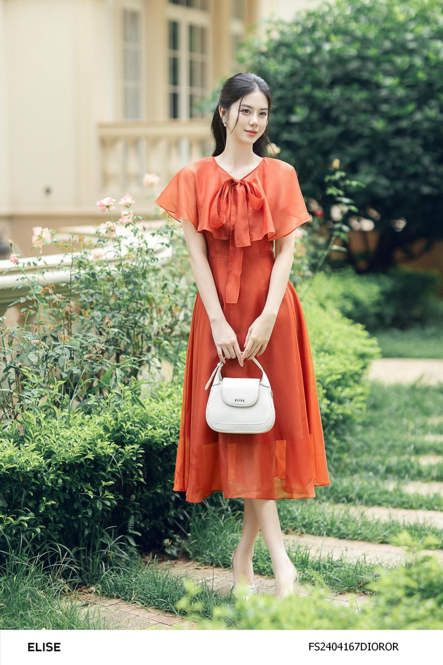 ĐẦM TƠ CAM ĐỎ CỔ BÈO BUỘC NƠ